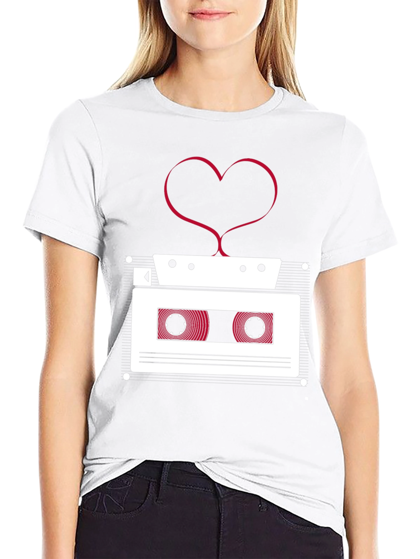 Retro Cassette Tape Heart T-Shirt - Music Lover Tee