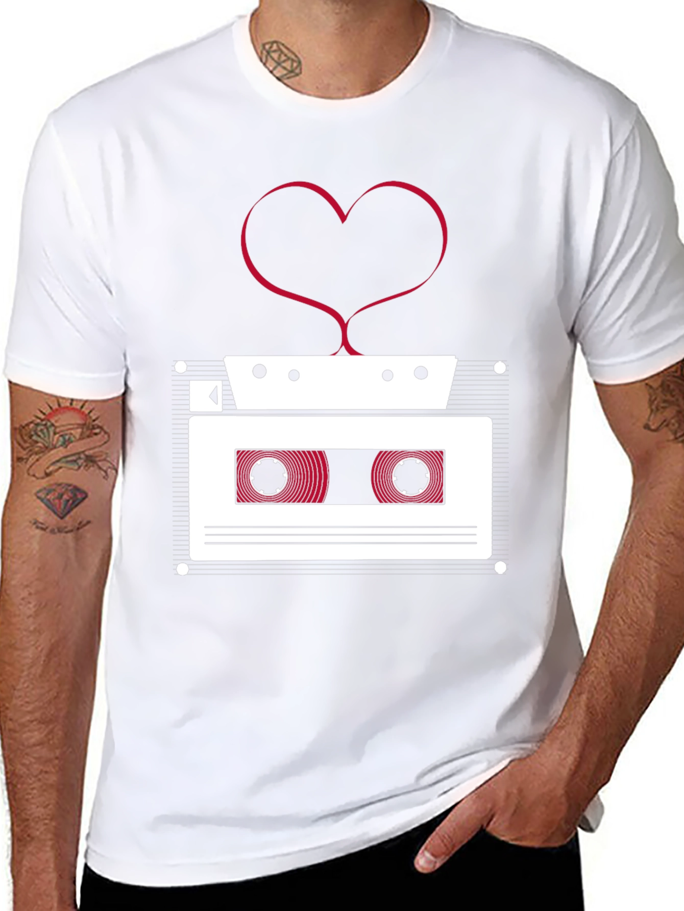 Retro Cassette Tape Heart T-Shirt - Music Lover Tee