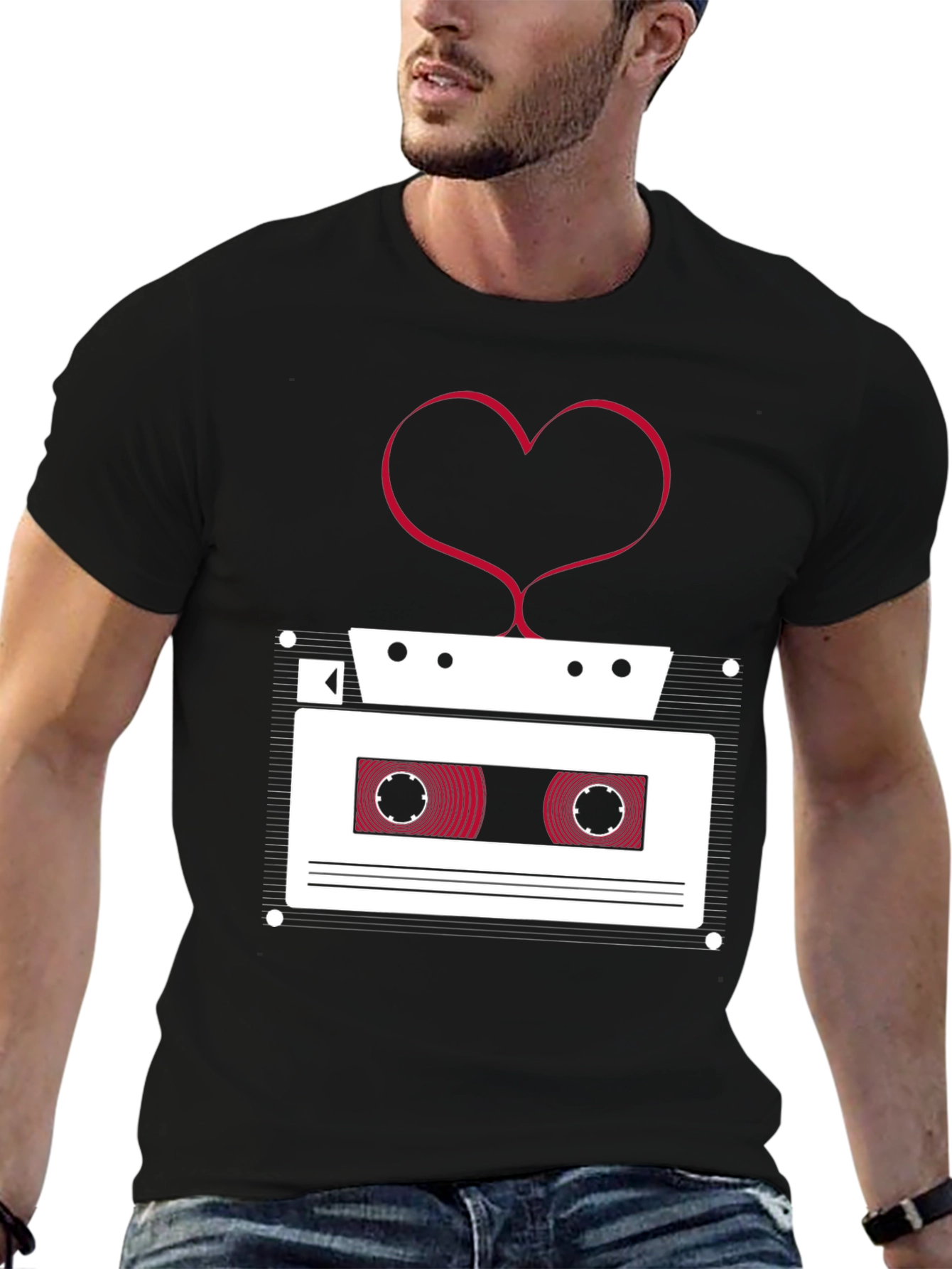 Retro Cassette Tape Heart T-Shirt - Music Lover Tee