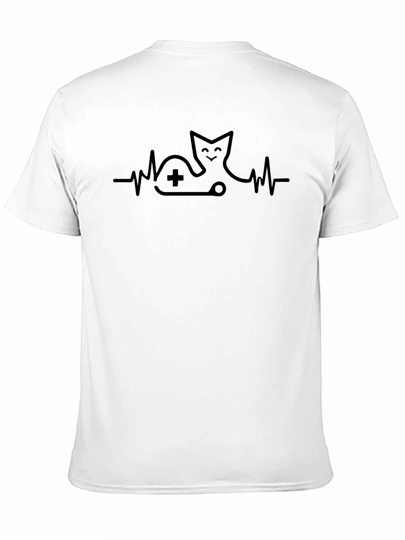 Vet Tech Cat Heartbeat T-Shirt - Black