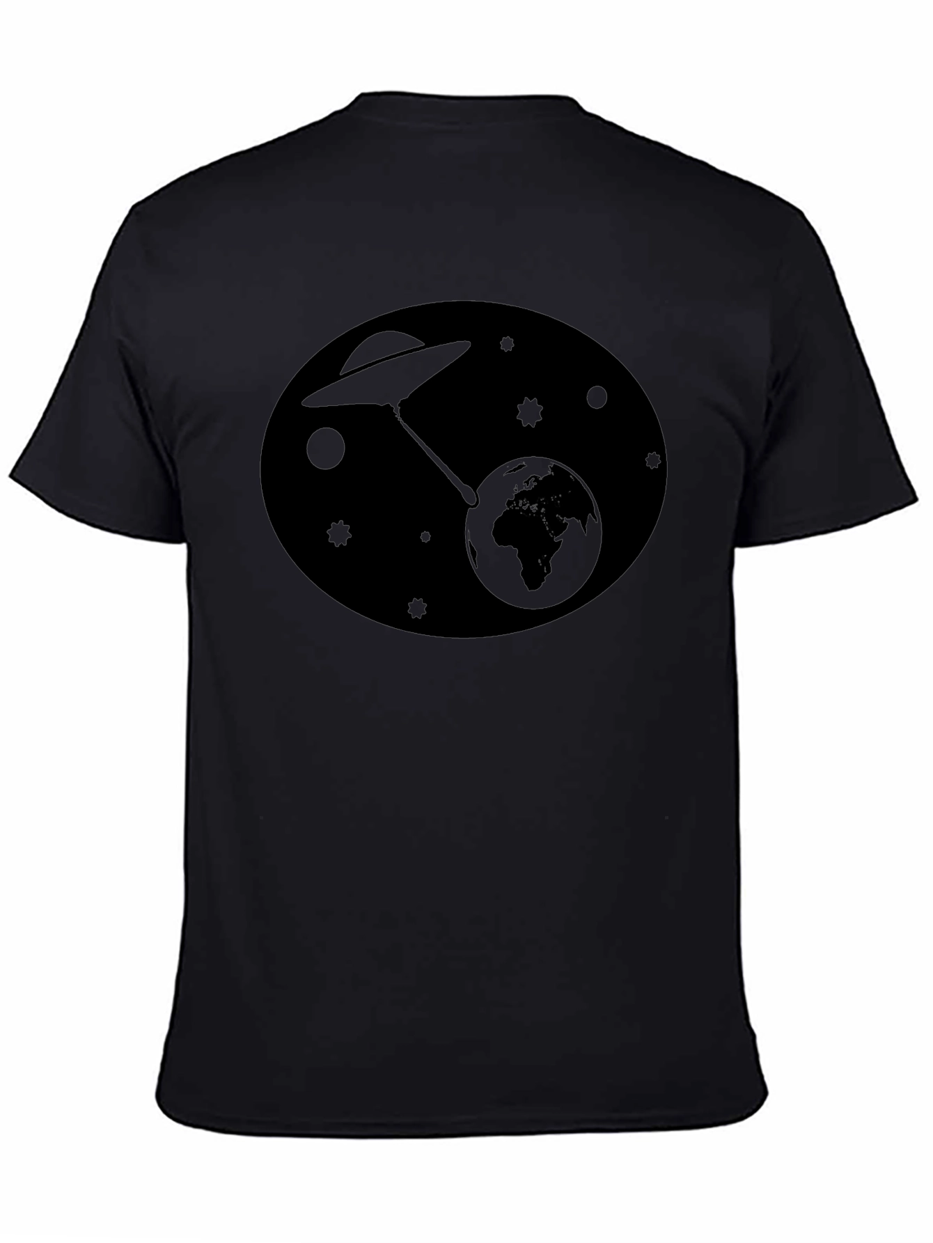 UFO Abduction Graphic Black T-Shirt