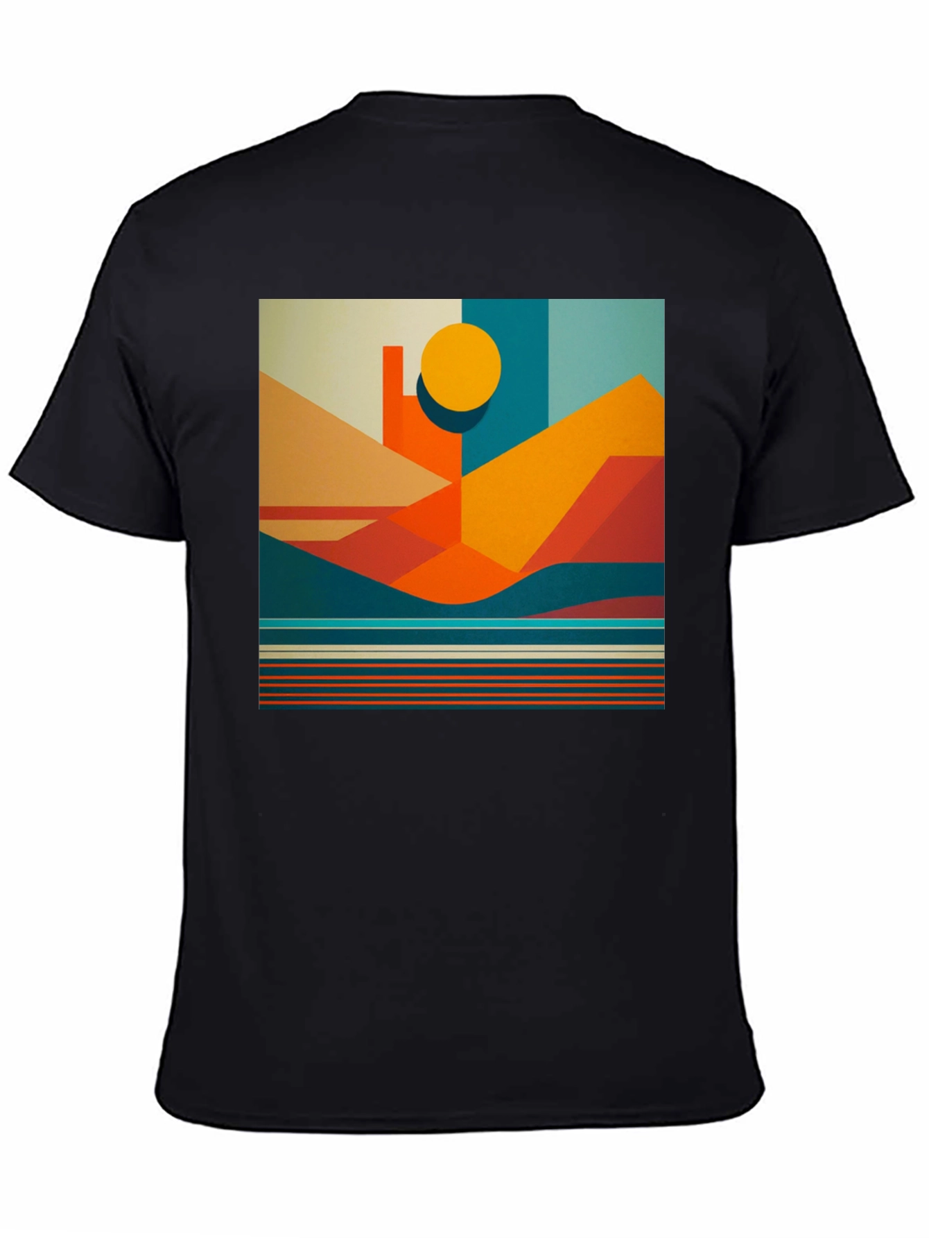 Geometric Landscape Graphic Tee - Modern Art Shirt