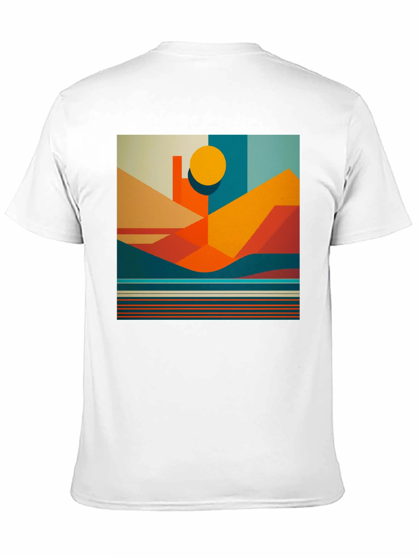 Geometric Landscape Graphic Tee - Modern Art Shirt