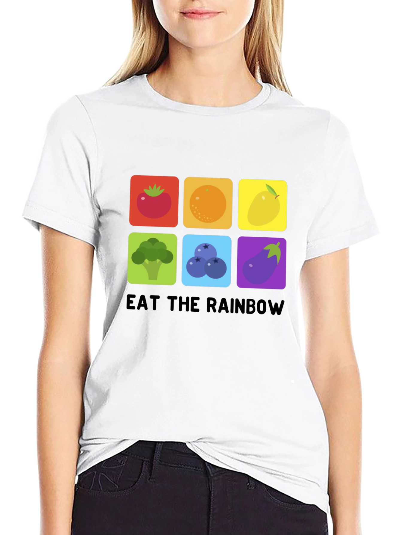 Eat the Rainbow Graphic Tee - Healthy Food Shirt