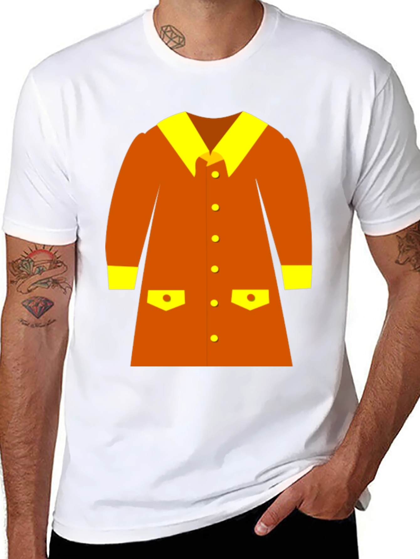 Retro Cartoon Coat Graphic Tee - Black