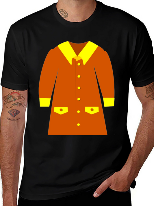 Retro Cartoon Coat Graphic Tee - Black