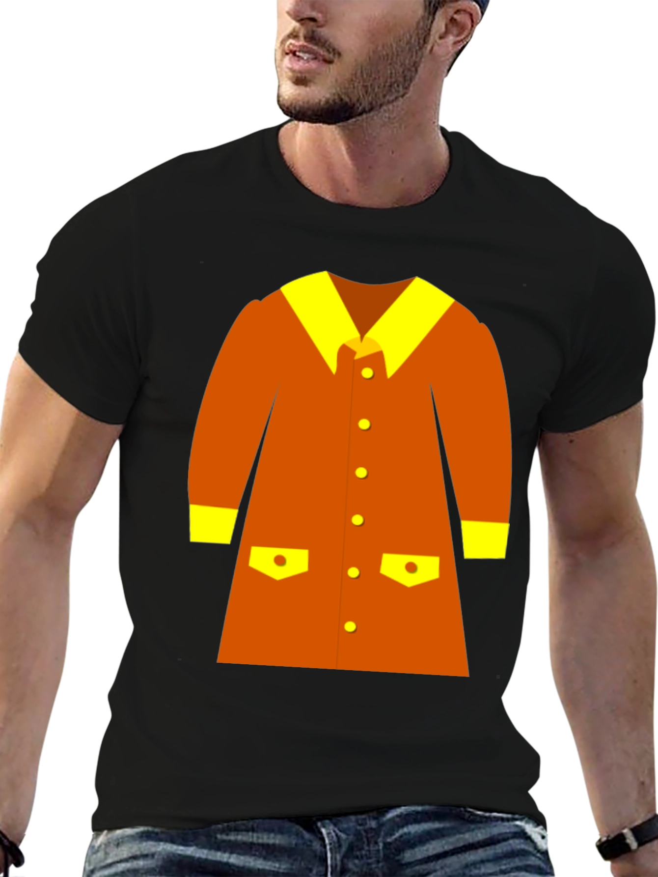 Retro Cartoon Coat Graphic Tee - Black
