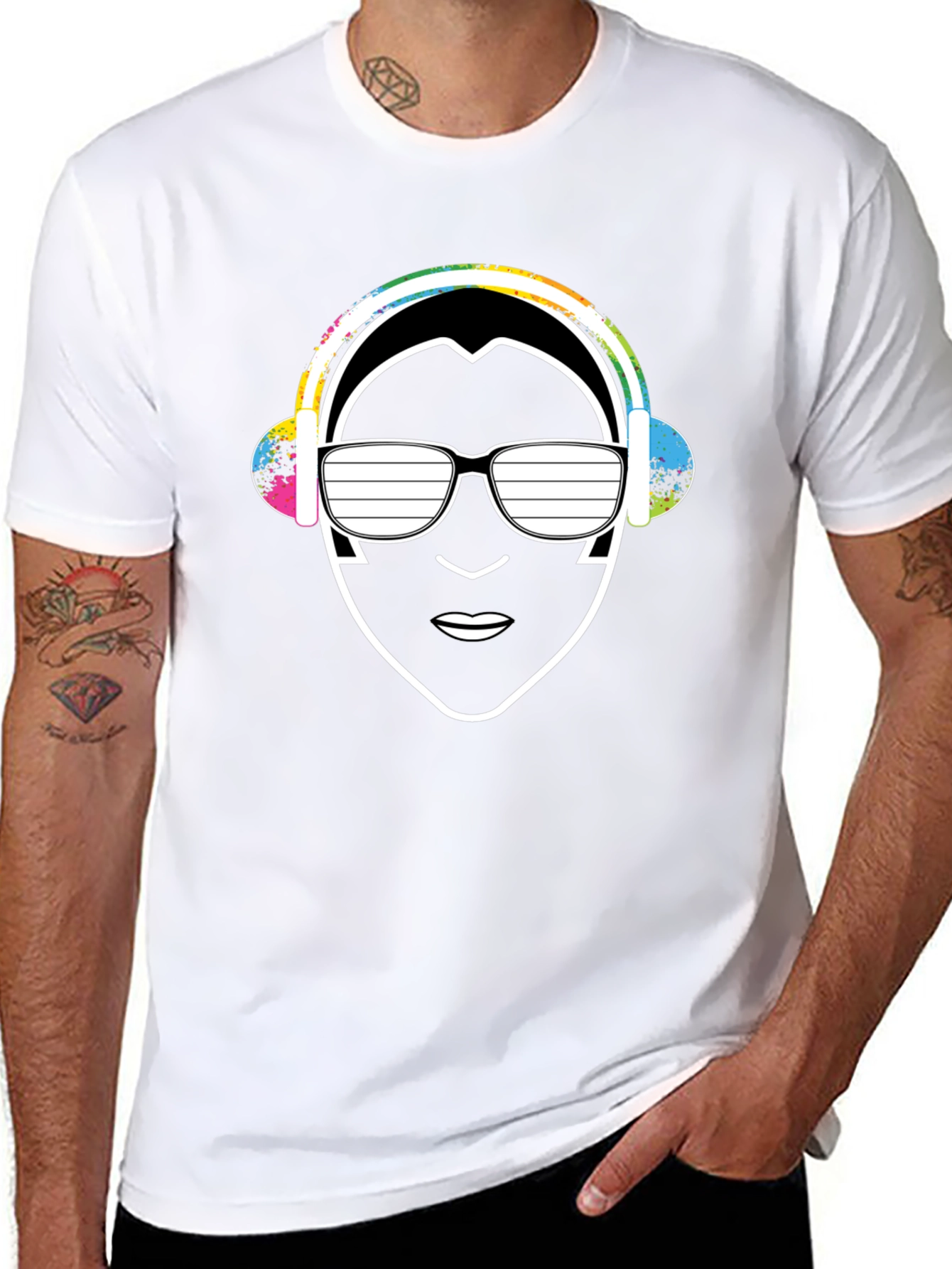 Cool DJ Graphic Tee - Black Cotton Blend