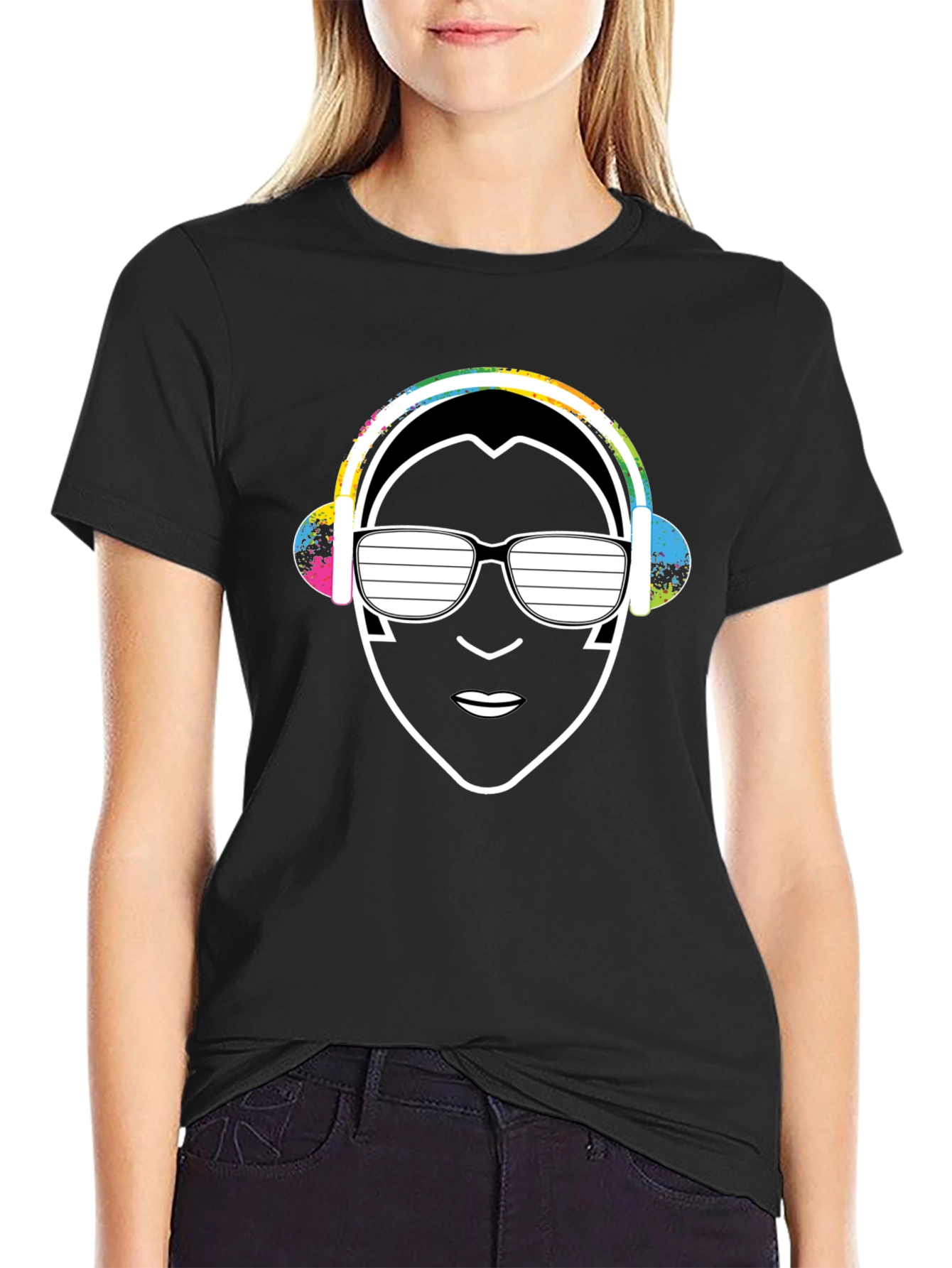 Cool DJ Graphic Tee - Black Cotton Blend