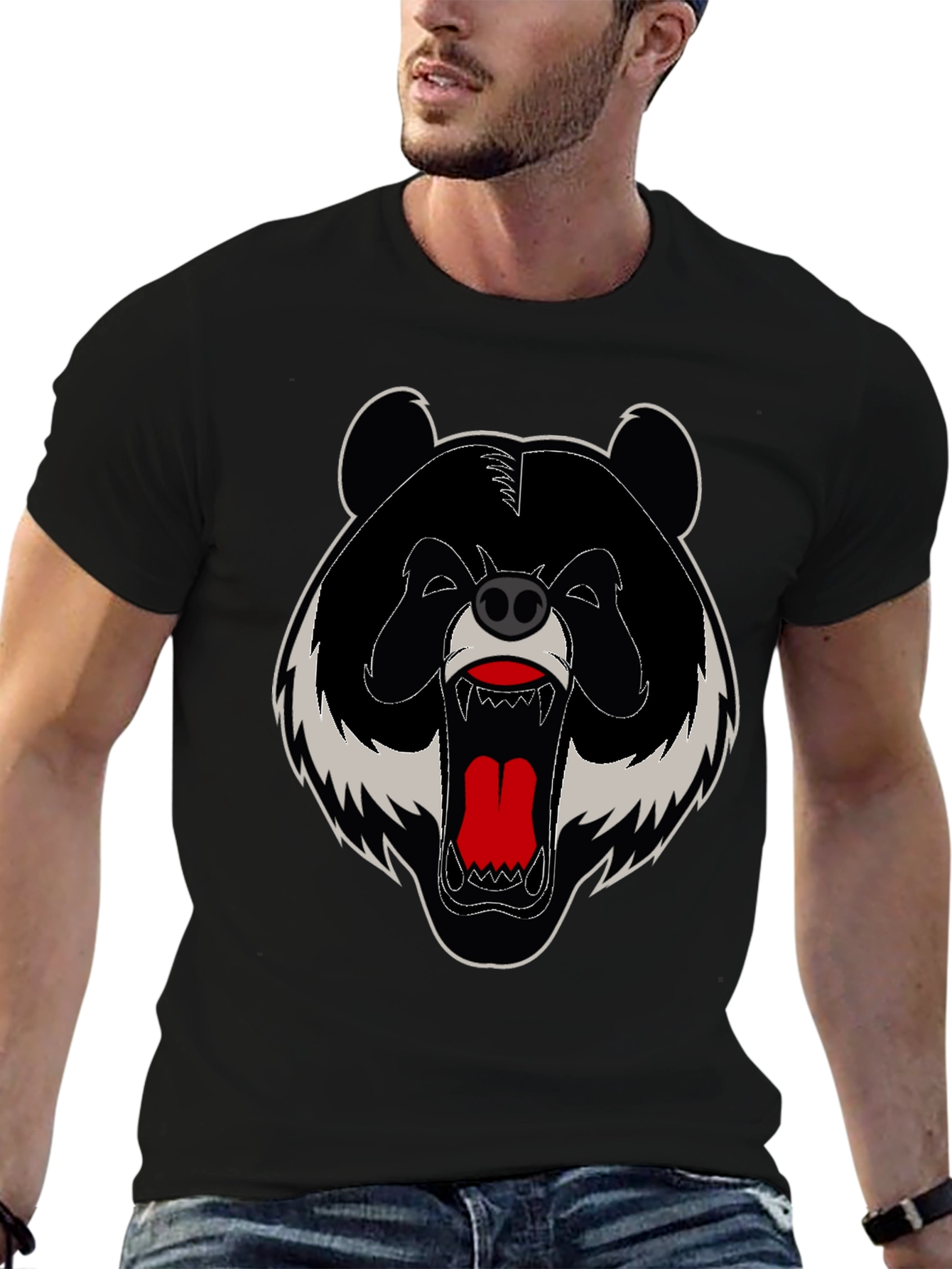 Grizzly Bear Graphic Tee - Bold Black T-Shirt