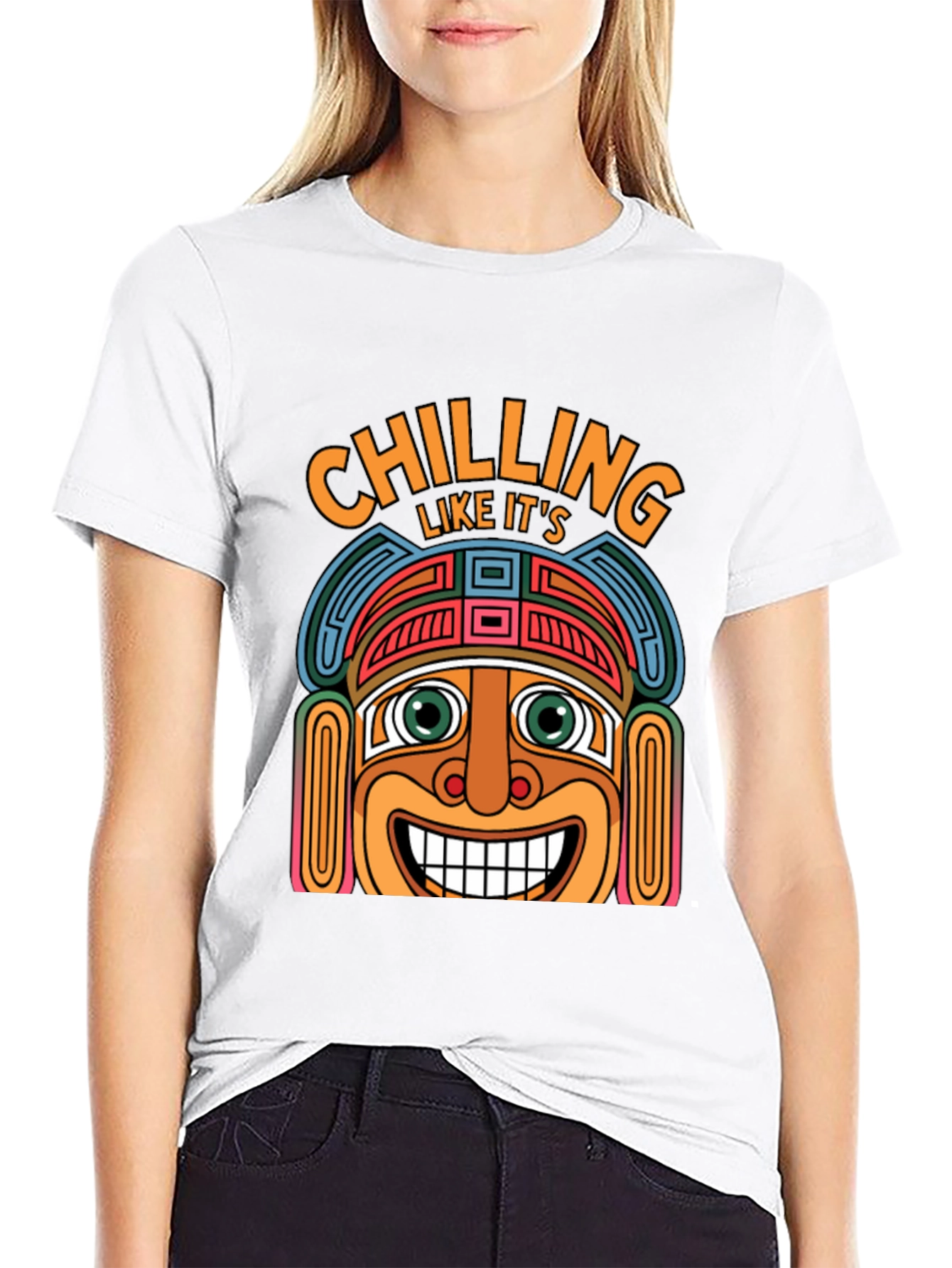 Chilling Aztec Style Graphic Tee