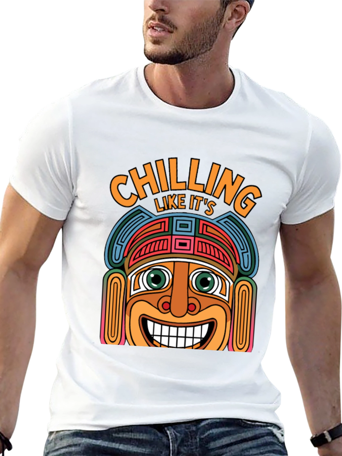 Chilling Aztec Style Graphic Tee
