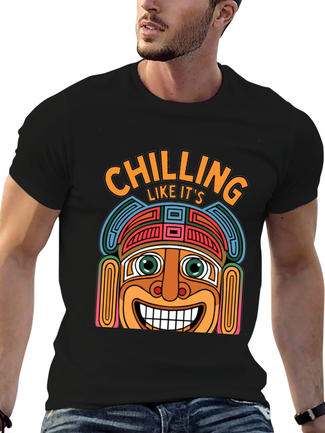 Chilling Aztec Style Graphic Tee