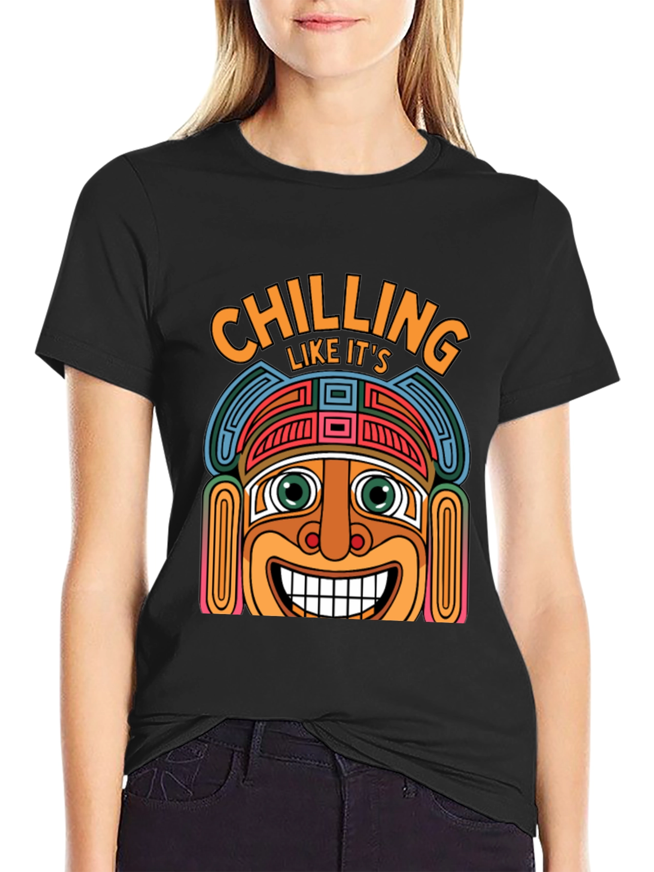 Chilling Aztec Style Graphic Tee
