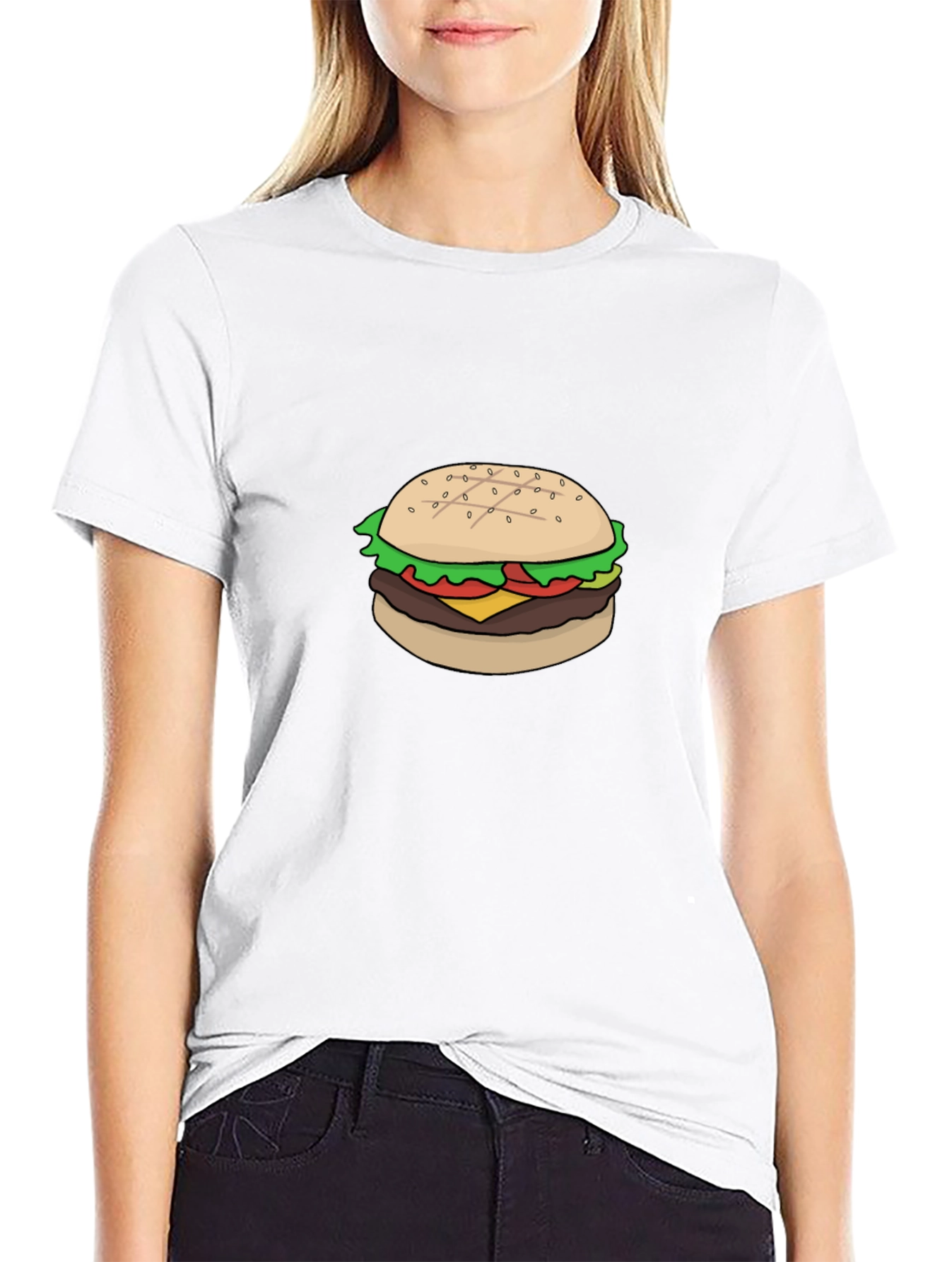 Burger Graphic Tee - Casual Black T-Shirt