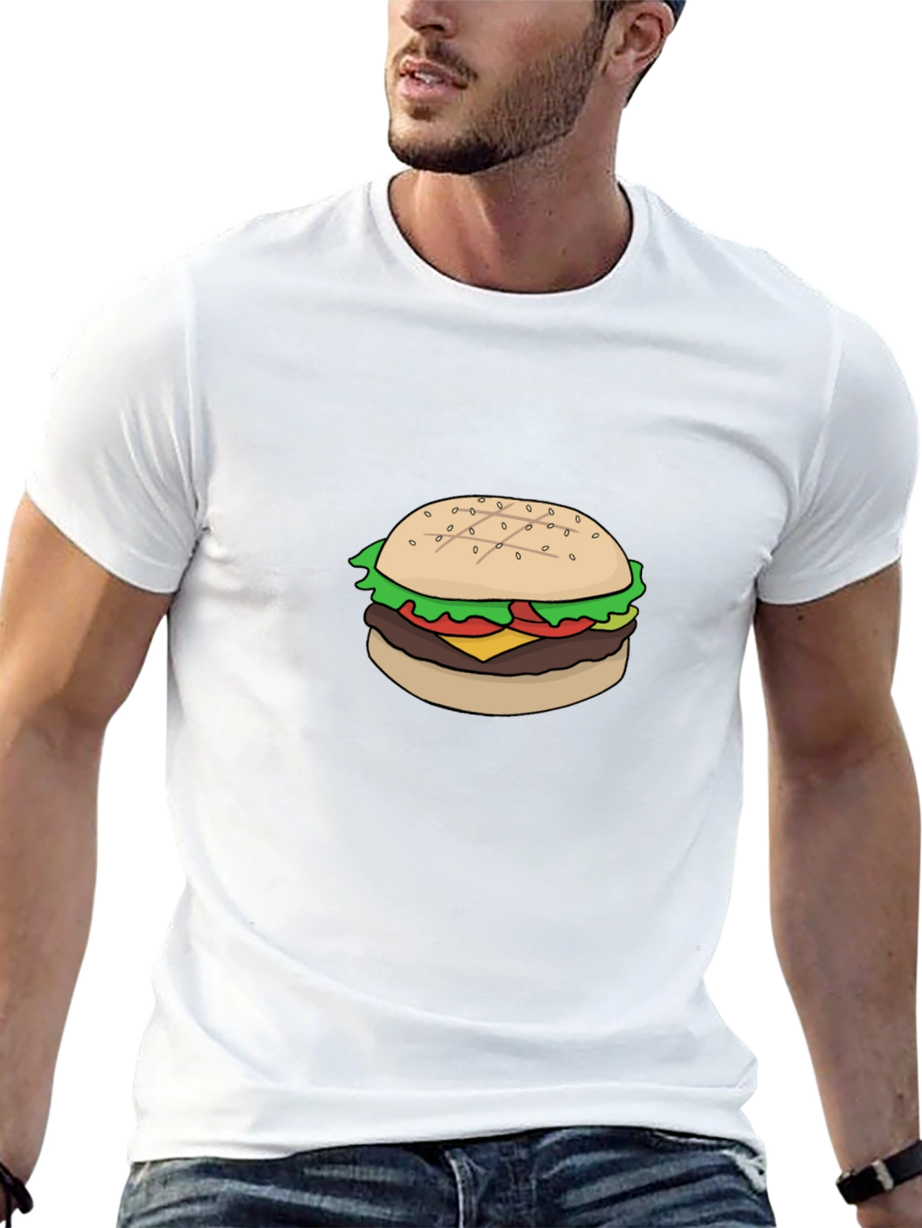 Burger Graphic Tee - Casual Black T-Shirt