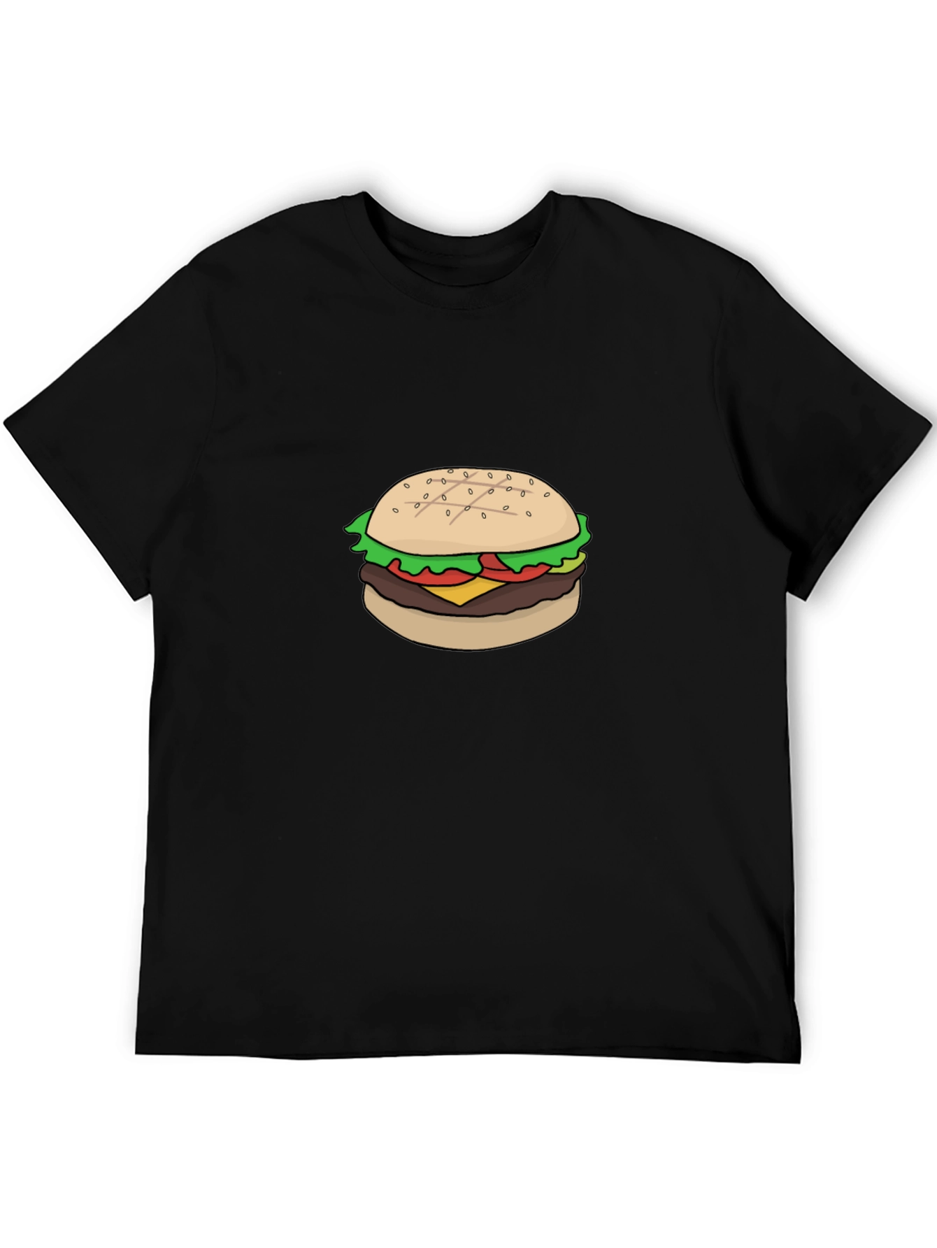 Burger Graphic Tee - Casual Black T-Shirt