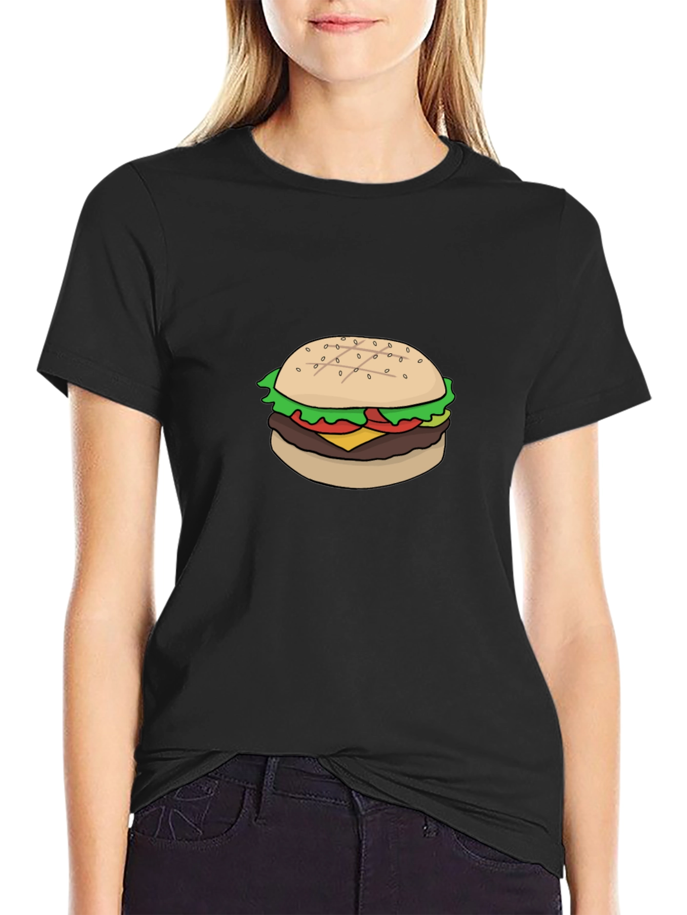 Burger Graphic Tee - Casual Black T-Shirt