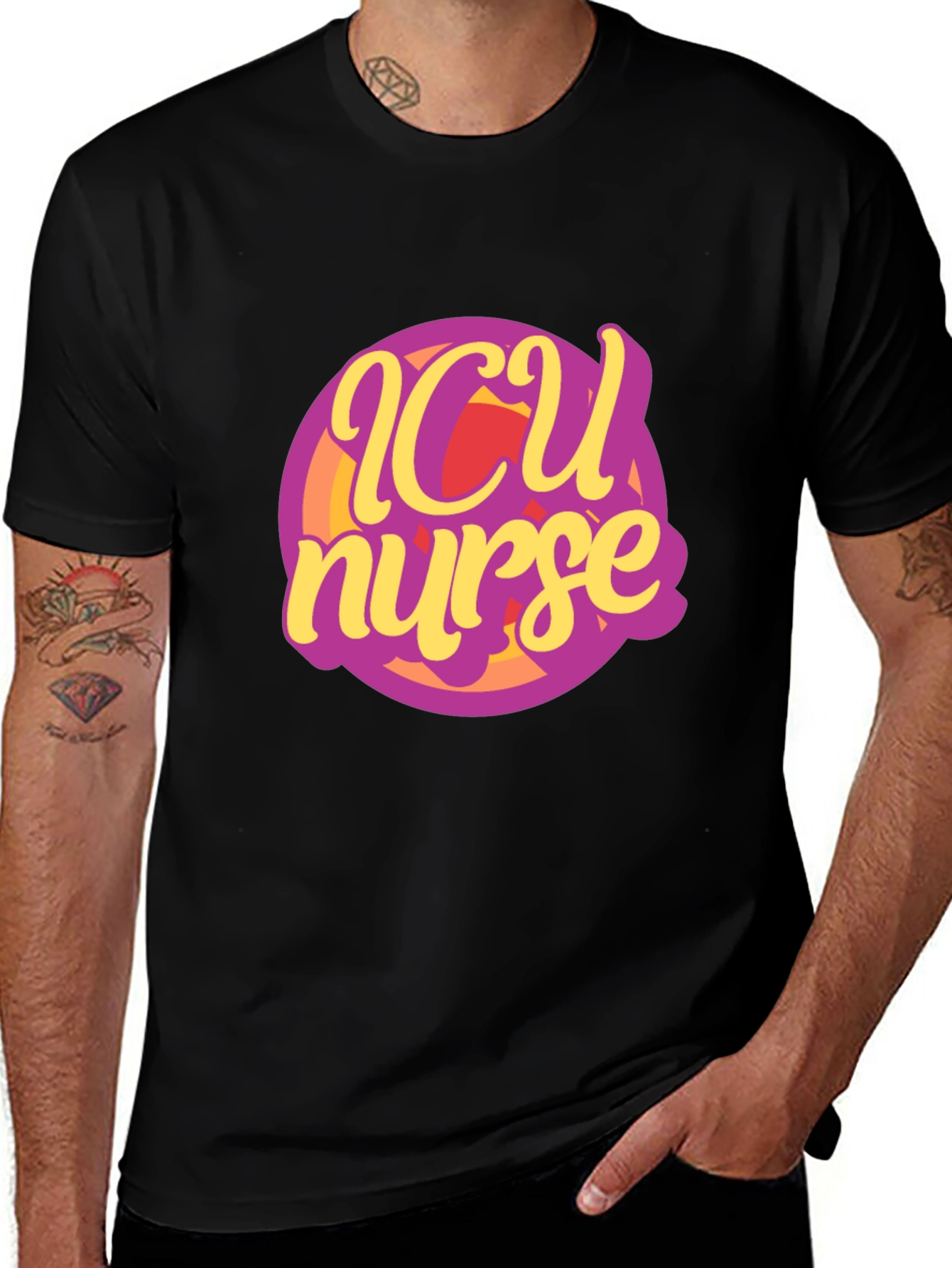 ICU Nurse Graphic Black T-Shirt