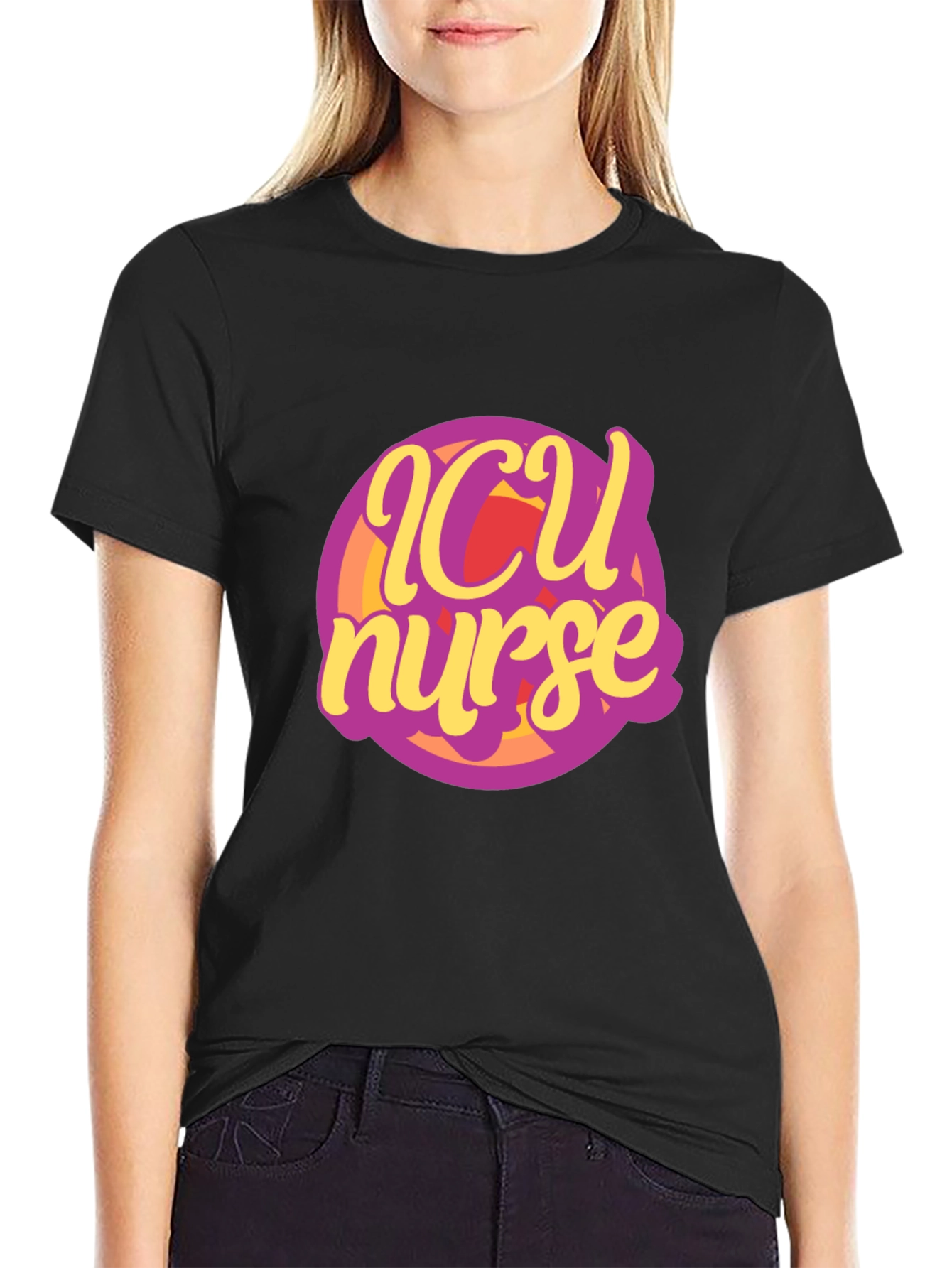 ICU Nurse Graphic Black T-Shirt