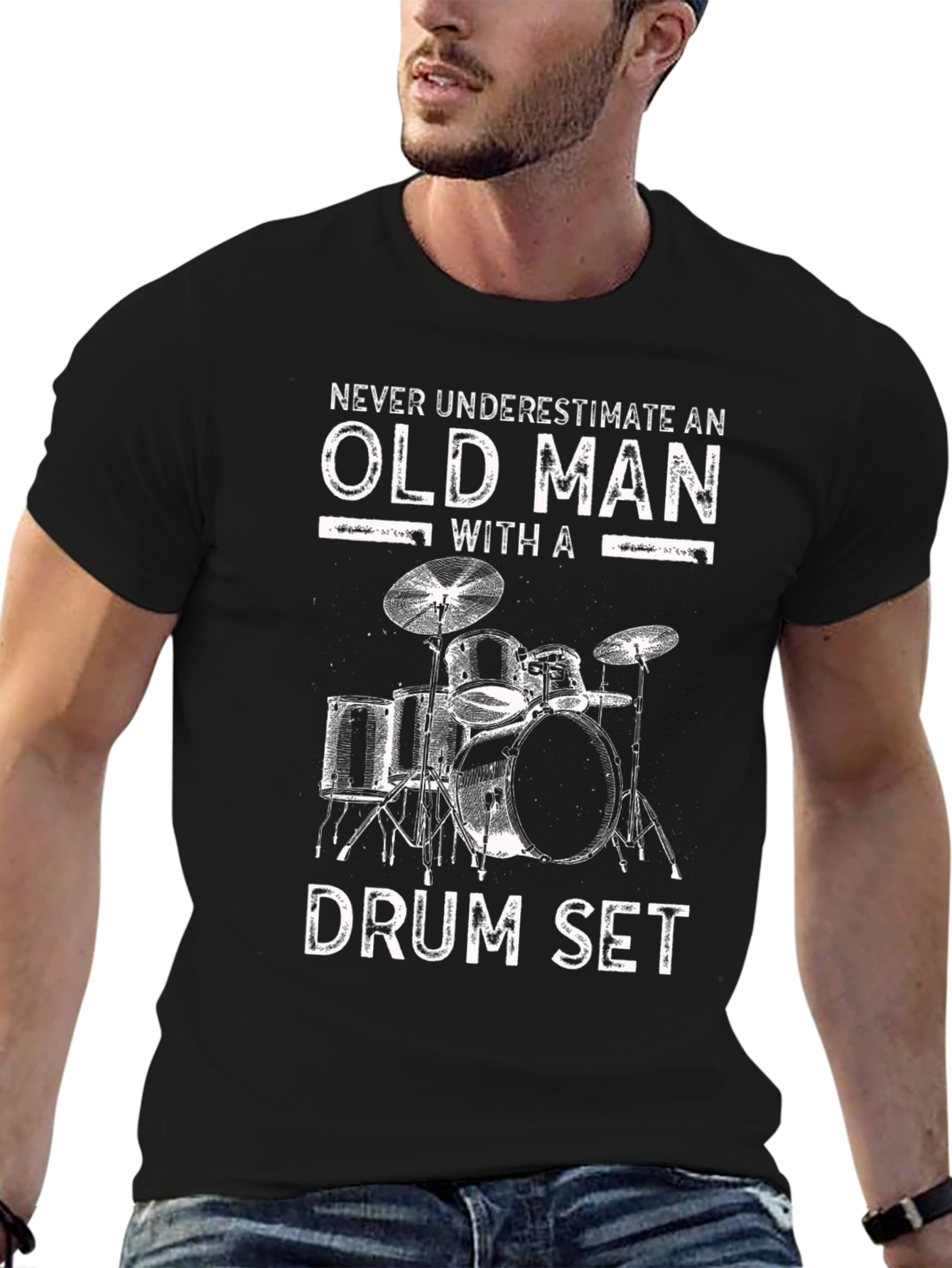 Never Underestimate Old Man Drum Set T-Shirt