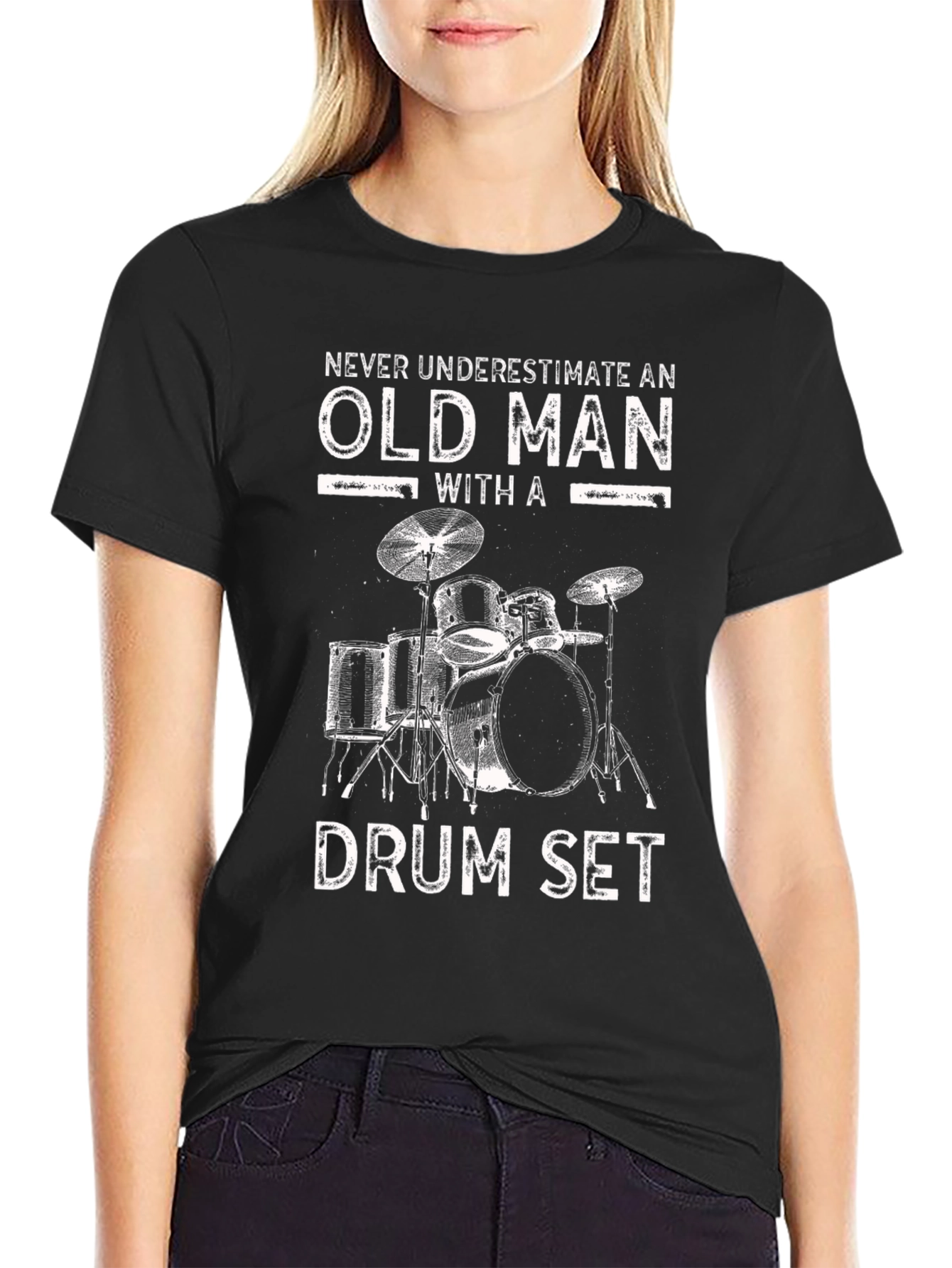 Never Underestimate Old Man Drum Set T-Shirt
