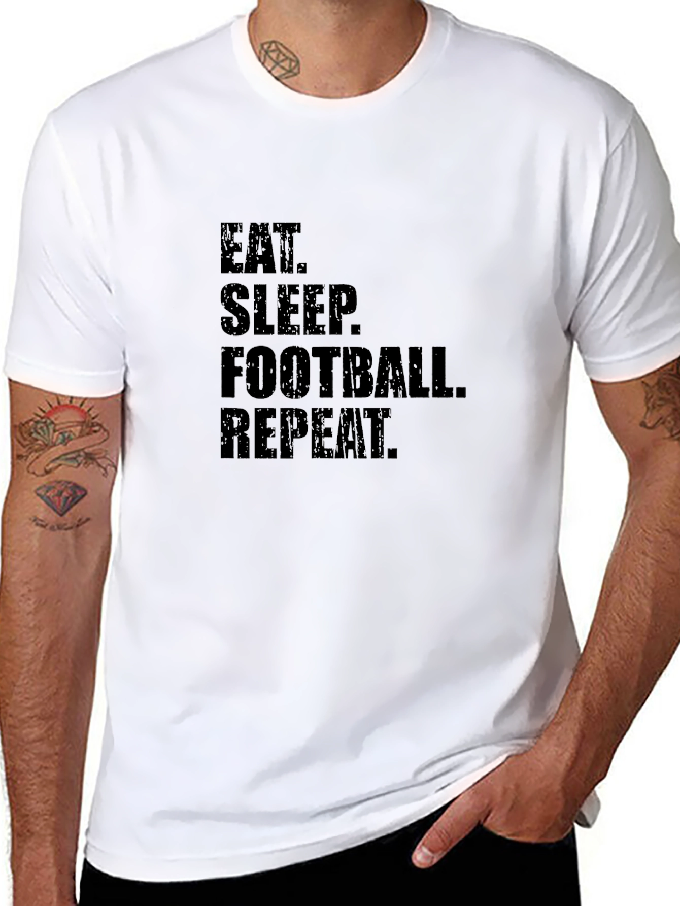 Eat Sleep Football Repeat Black T-Shirt