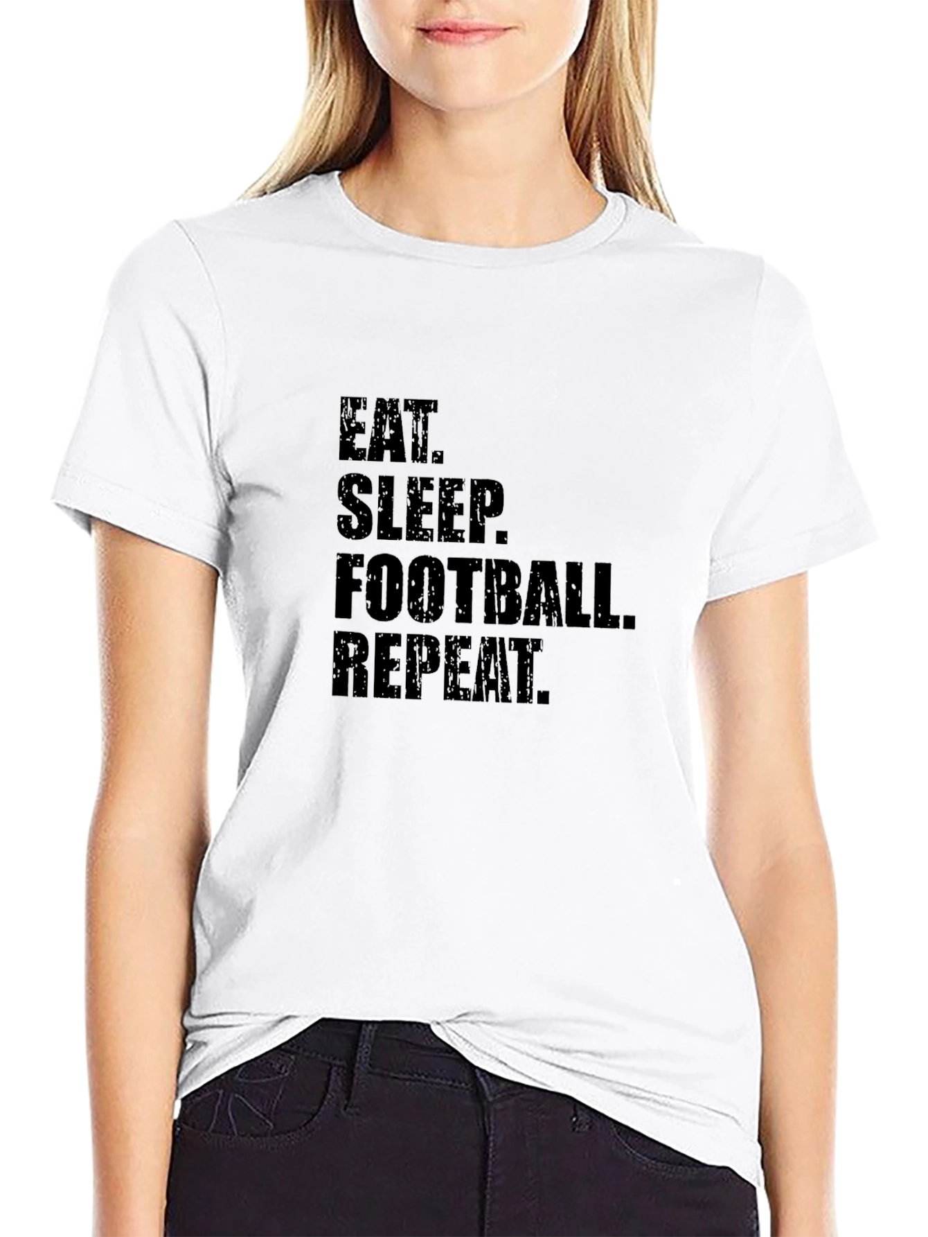 Eat Sleep Football Repeat Black T-Shirt