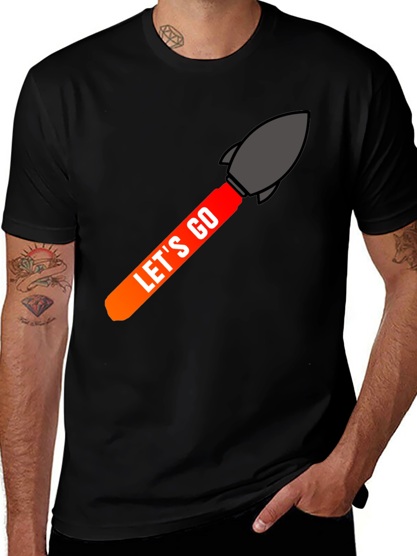 Lets Go Rocket Graphic Tee - Black