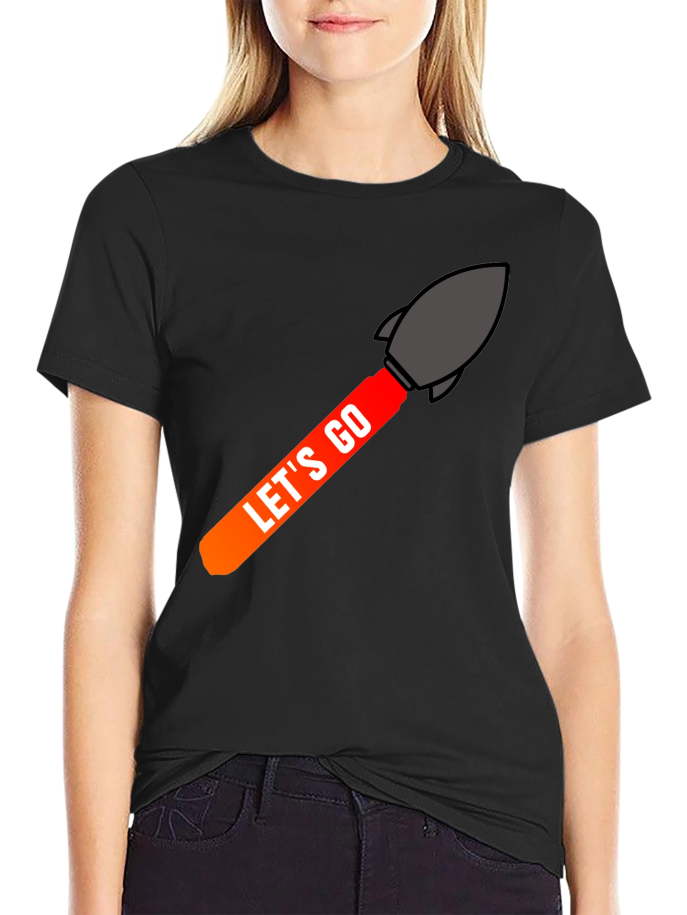 Lets Go Rocket Graphic Tee - Black