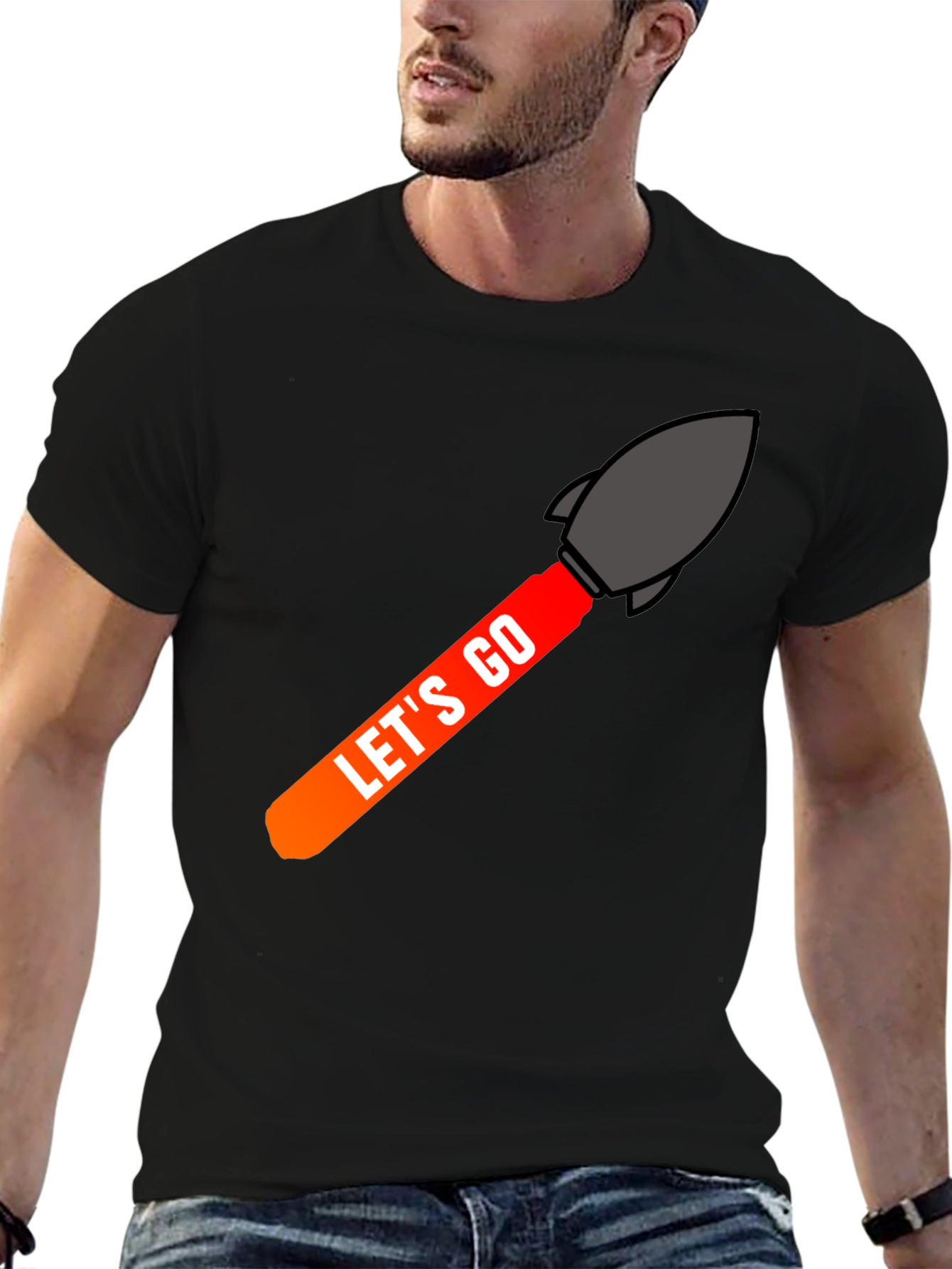 Lets Go Rocket Graphic Tee - Black