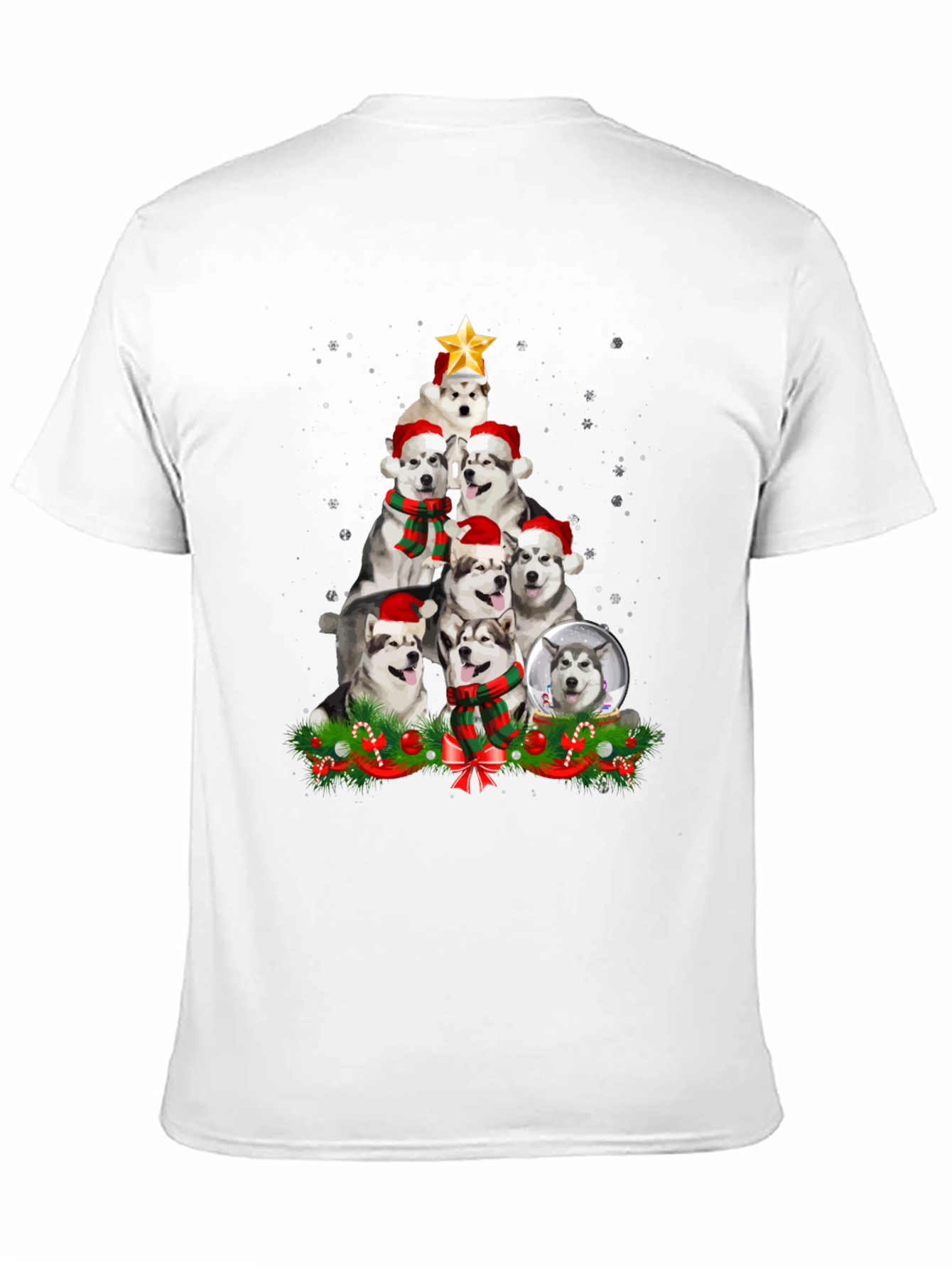 Festive Husky Christmas Tree T-Shirt