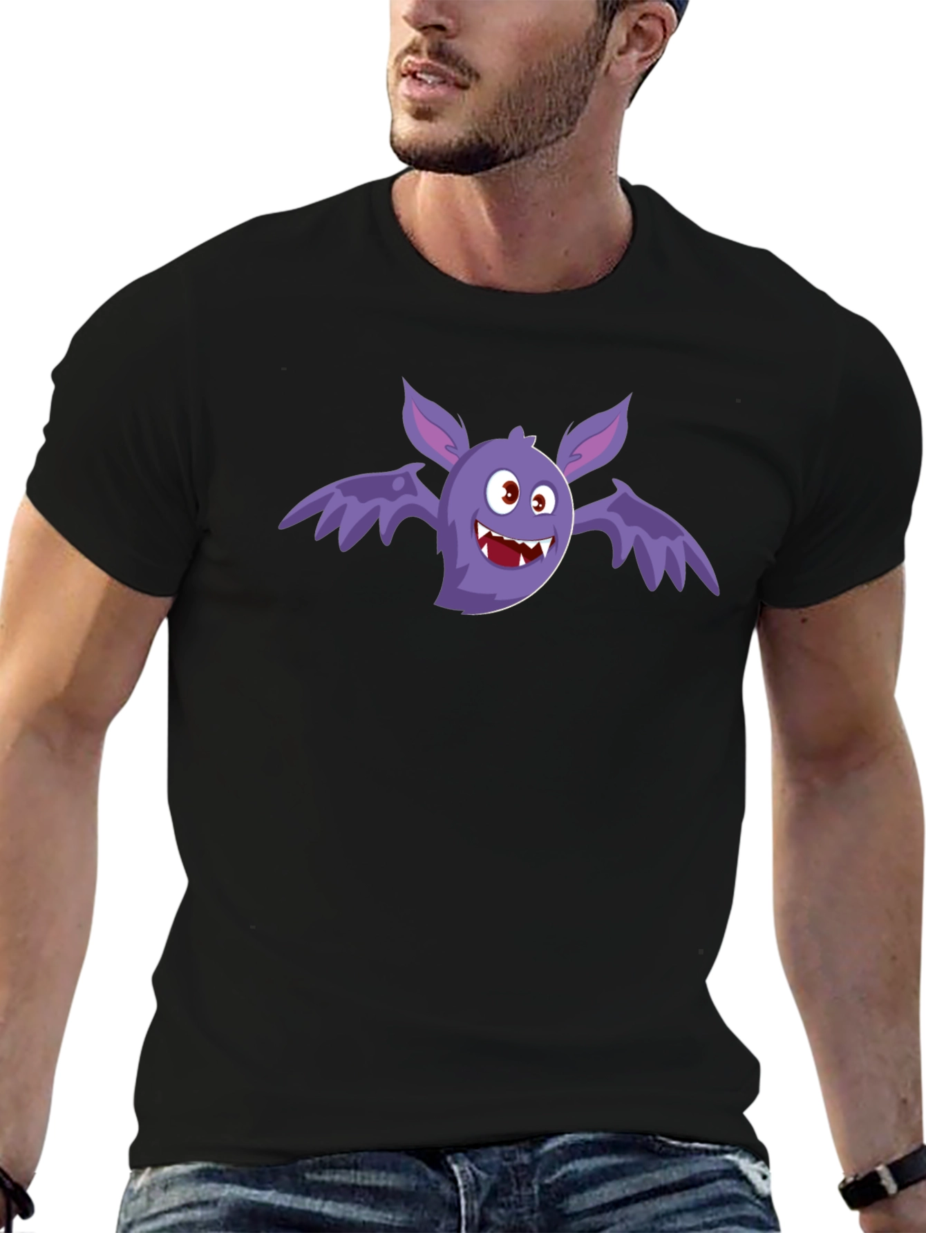 Spooky Bat Graphic Black T-Shirt