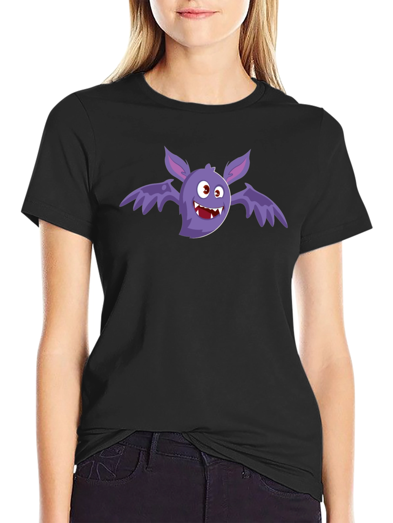 Spooky Bat Graphic Black T-Shirt