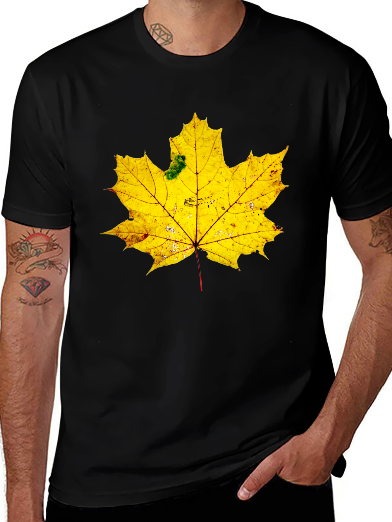 Maple Leaf Graphic Tee - Black Cotton