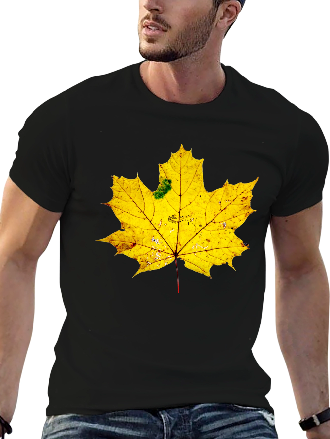 Maple Leaf Graphic Tee - Black Cotton