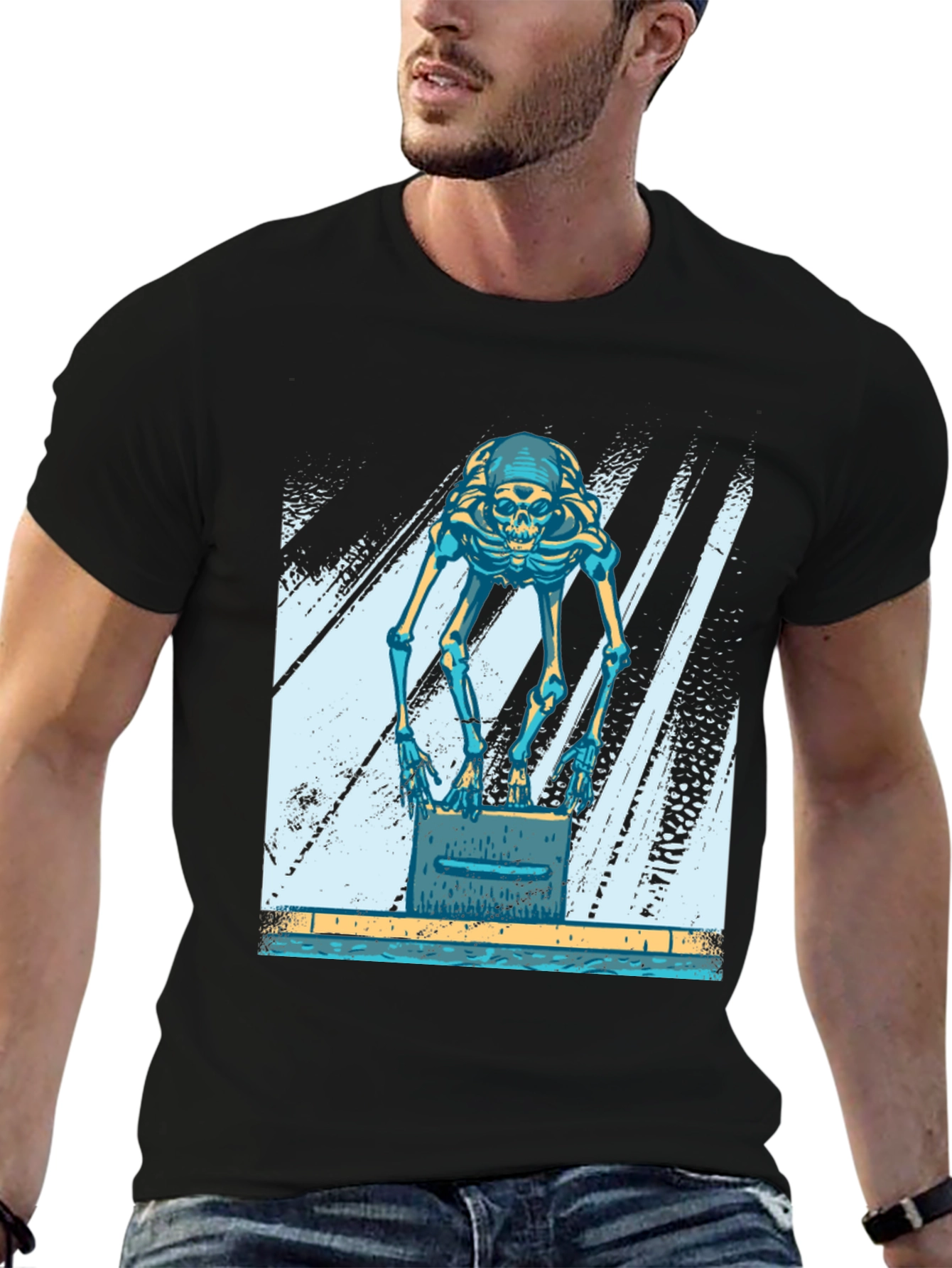 Skeleton Swimmer Black T-Shirt