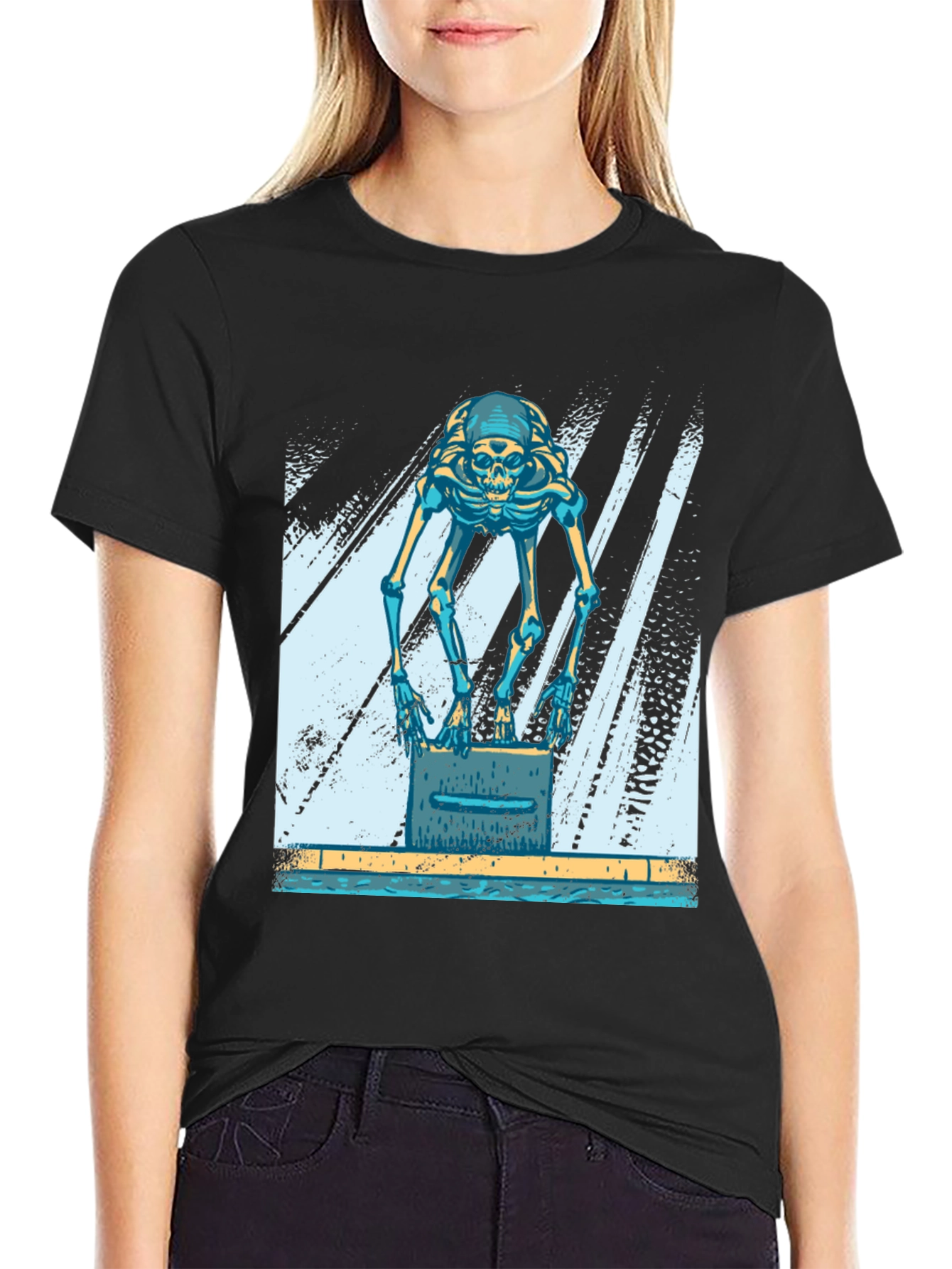 Skeleton Swimmer Black T-Shirt