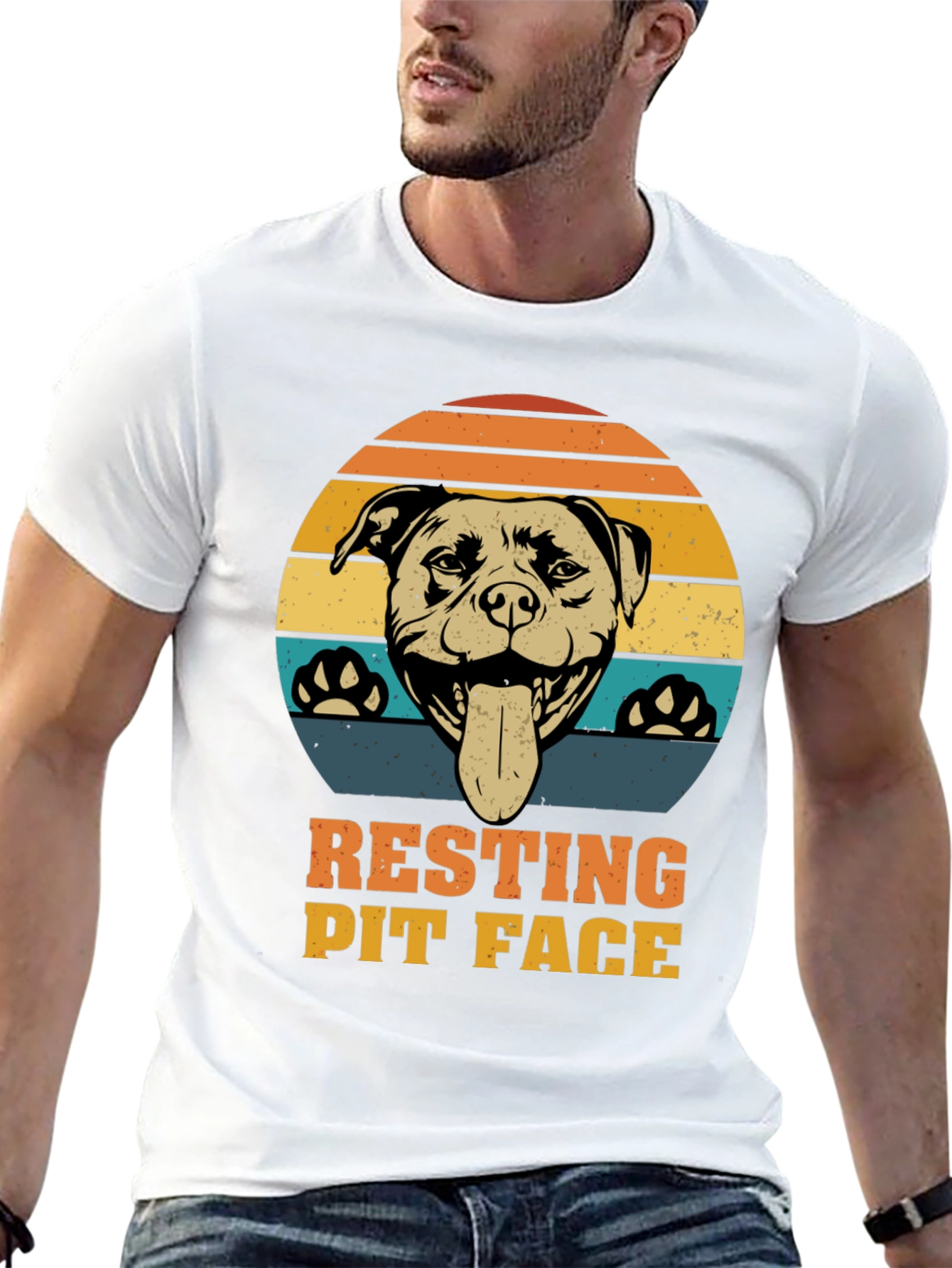 Resting Pit Face T-Shirt - Dog Lover Tee