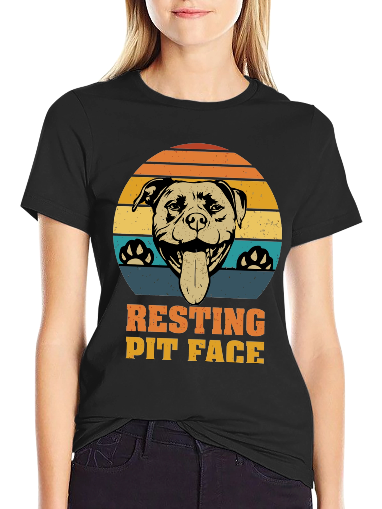 Resting Pit Face T-Shirt - Dog Lover Tee