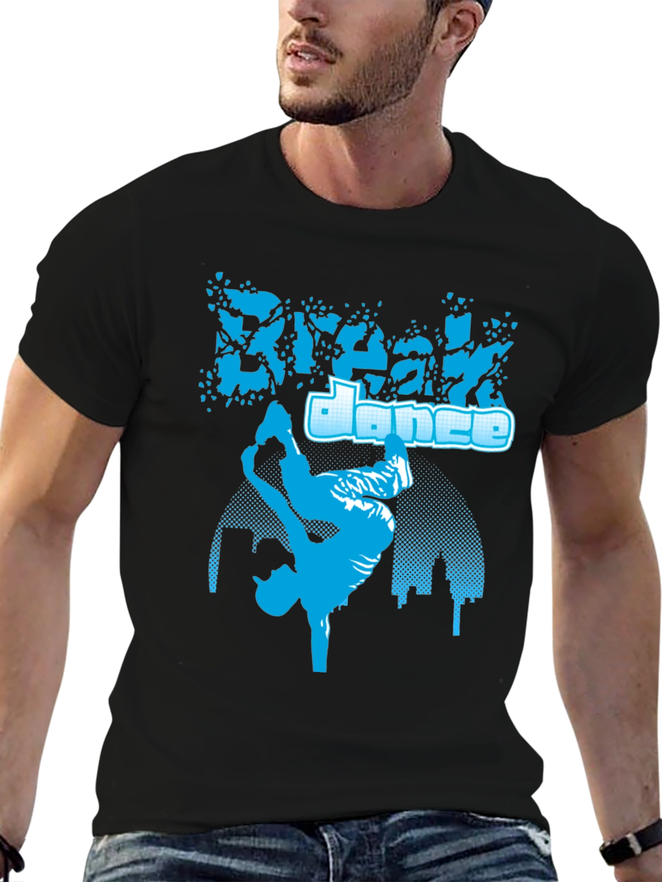 Break Dance Graphic Tee - Stylish Black Cotton T-Shirt