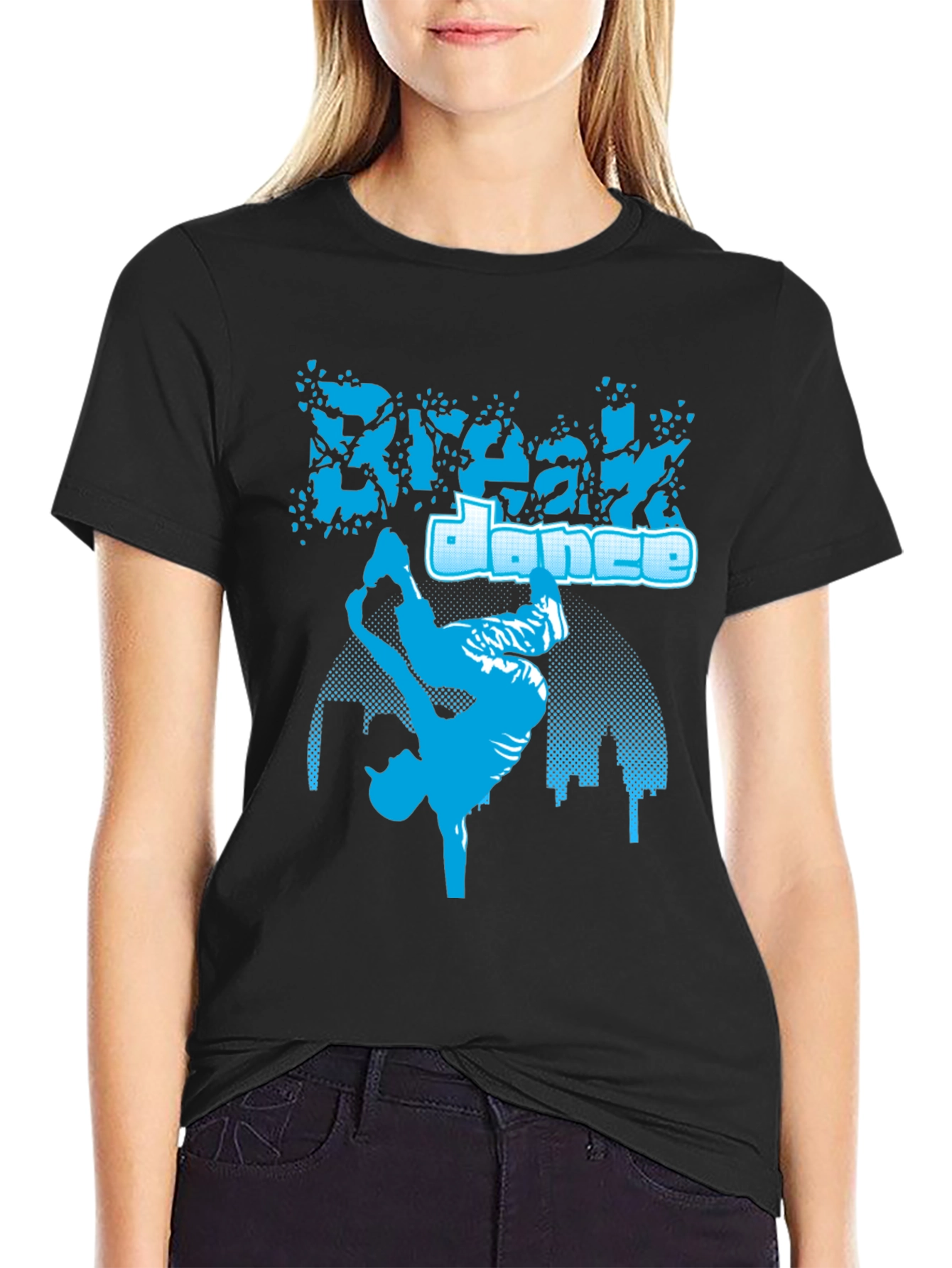 Break Dance Graphic Tee - Stylish Black Cotton T-Shirt