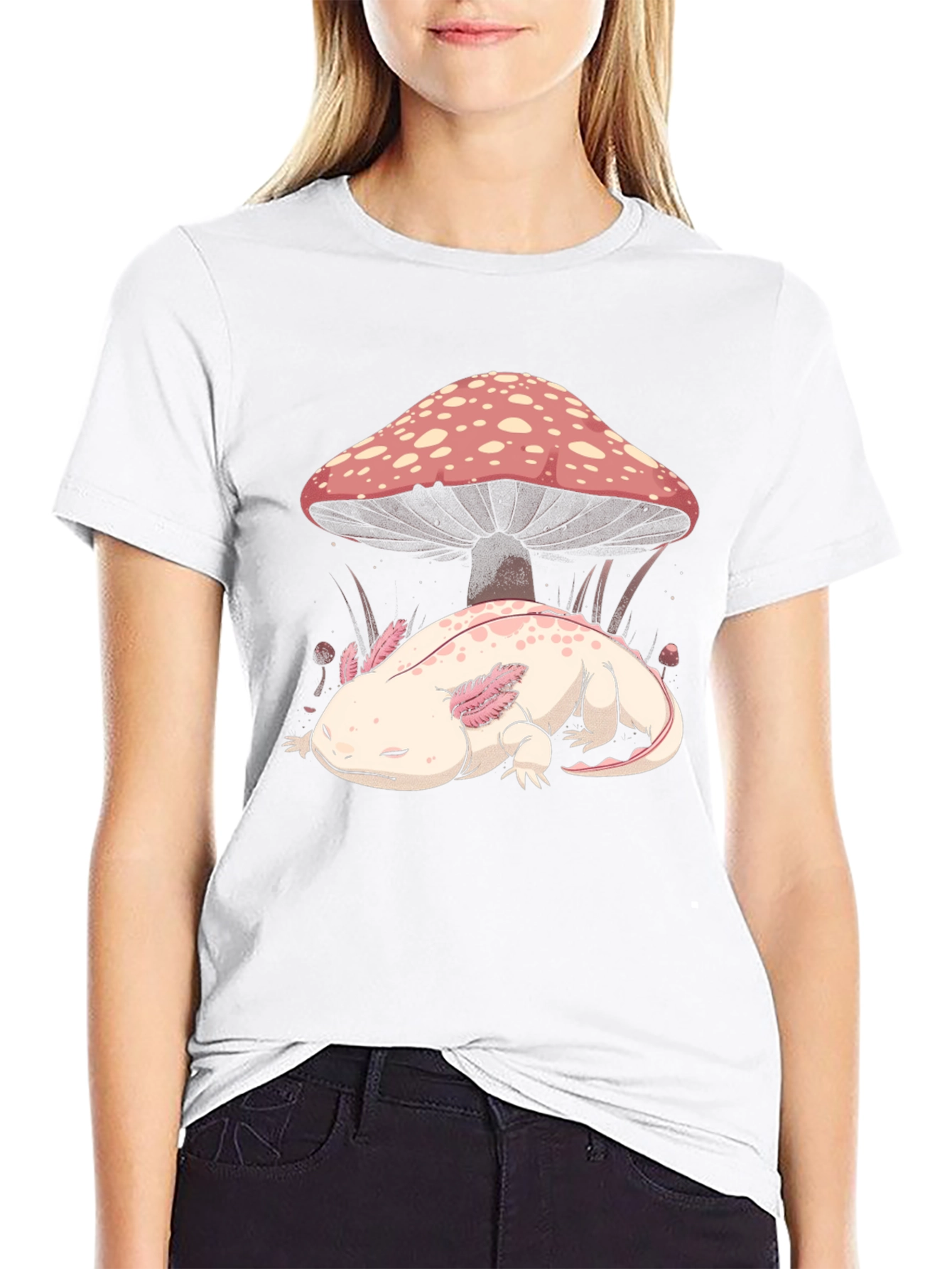 Axolotl Mushroom Graphic Tee