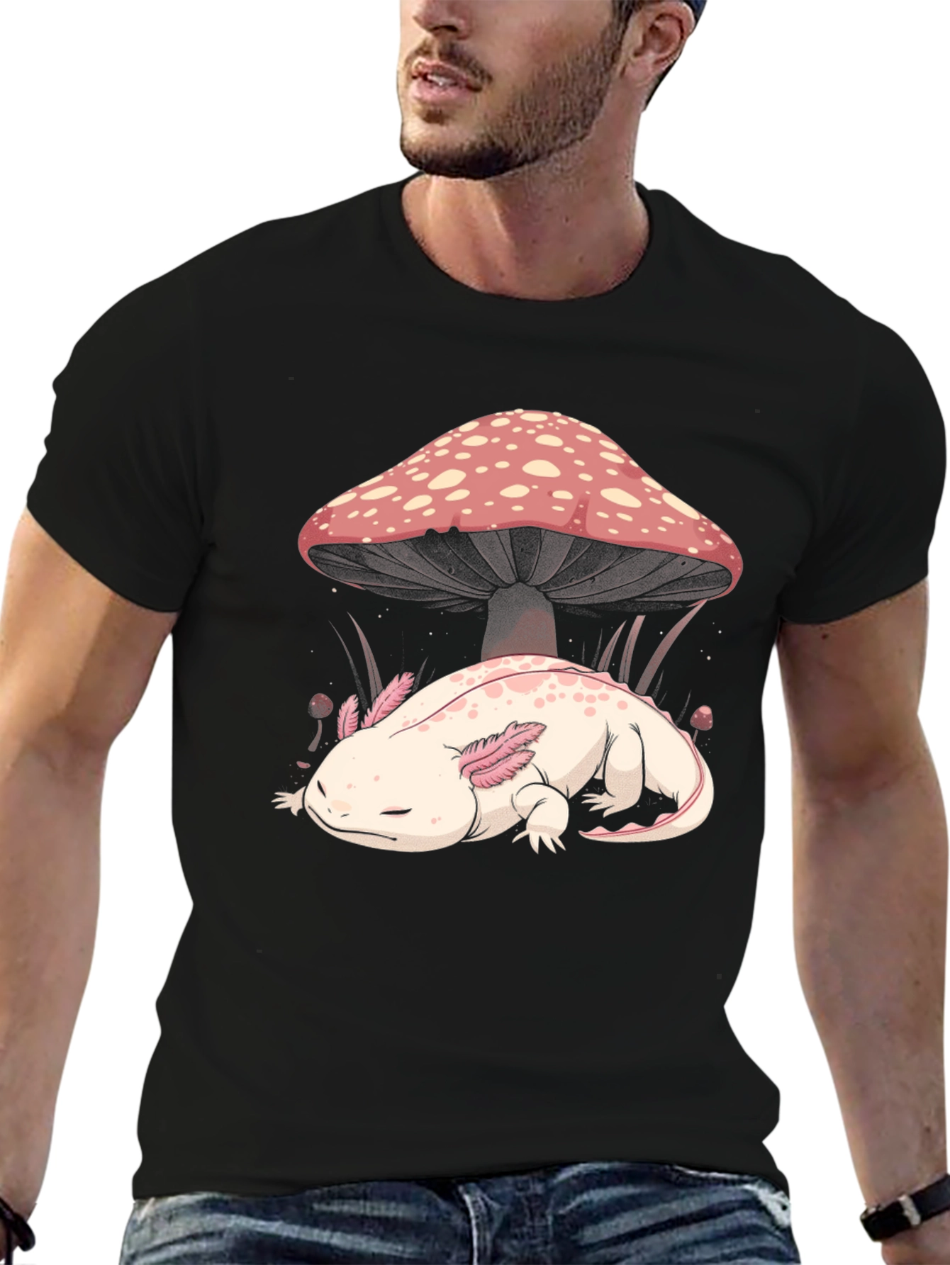 Axolotl Mushroom Graphic Tee