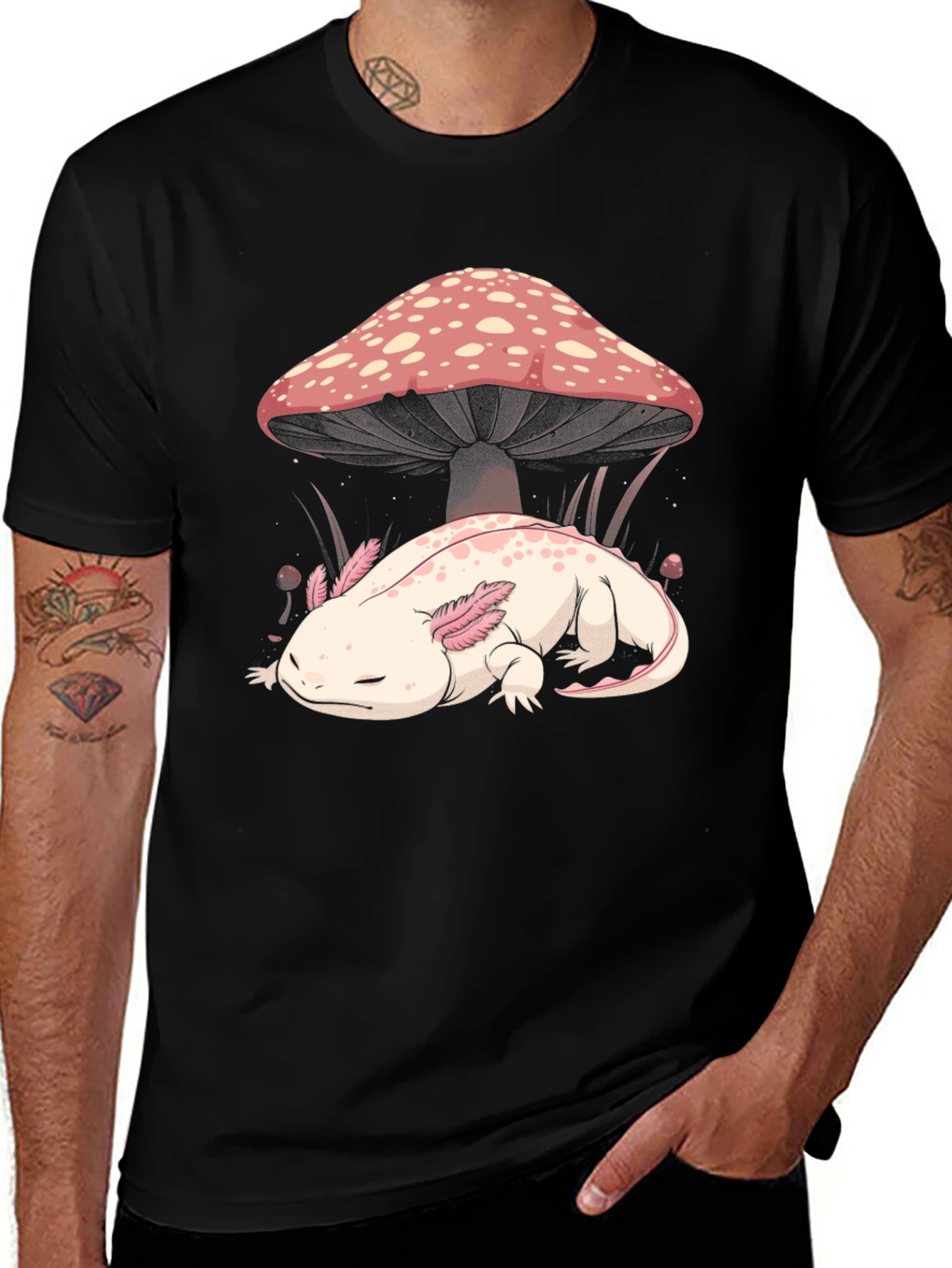 Axolotl Mushroom Graphic Tee