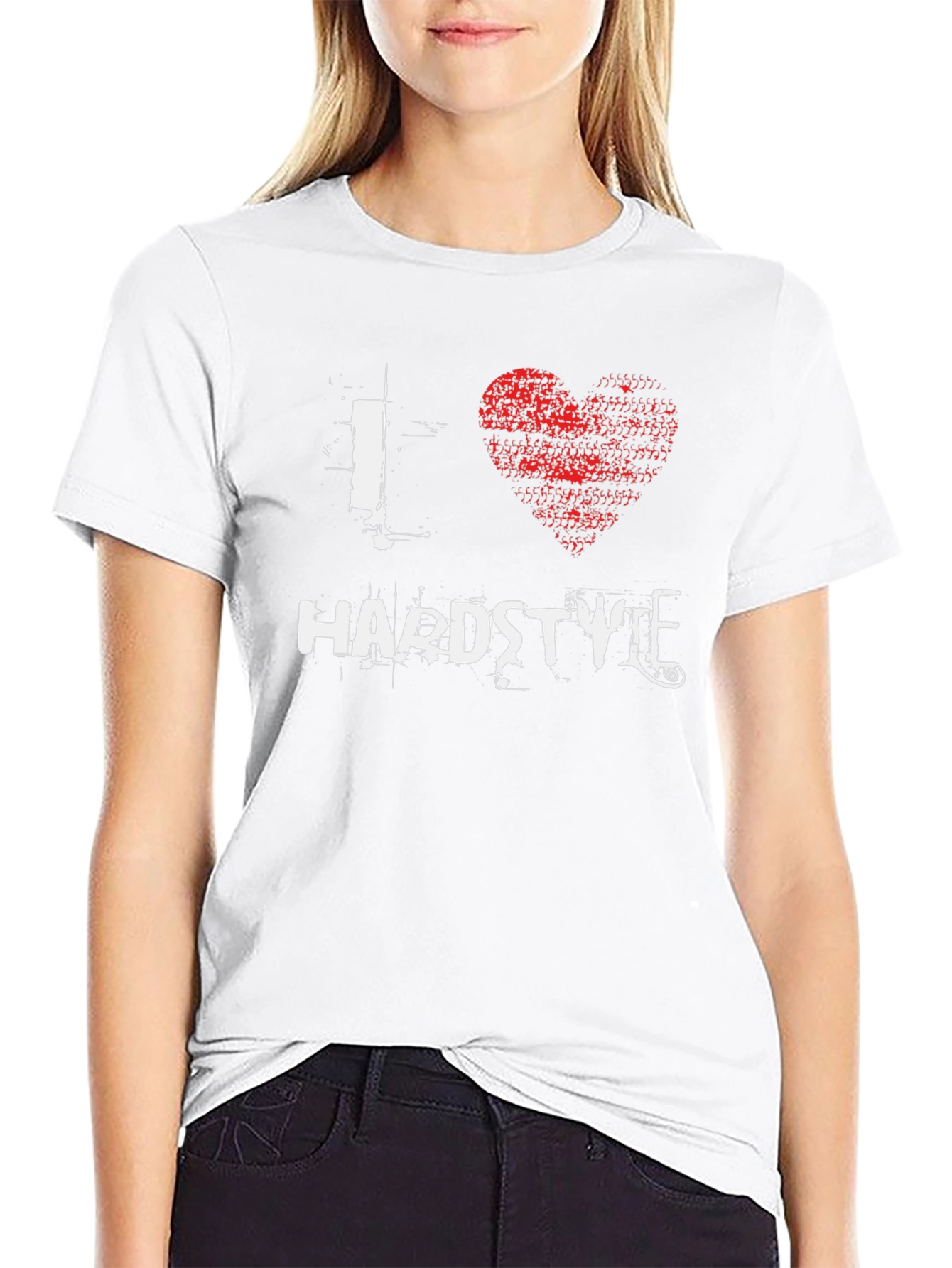 I Love Hardstyle Graphic Print Black T-Shirt