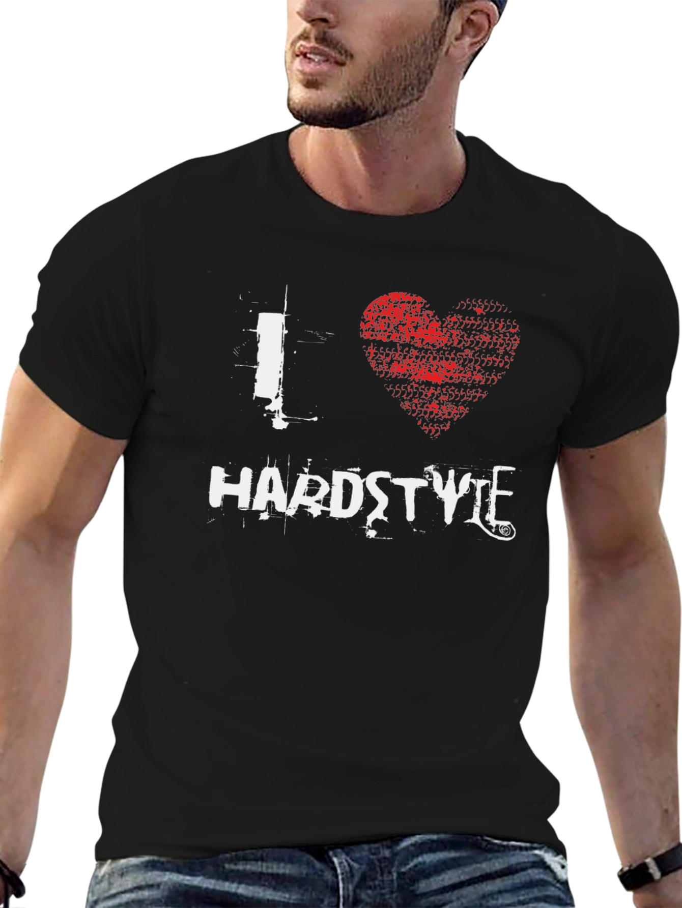 I Love Hardstyle Graphic Print Black T-Shirt
