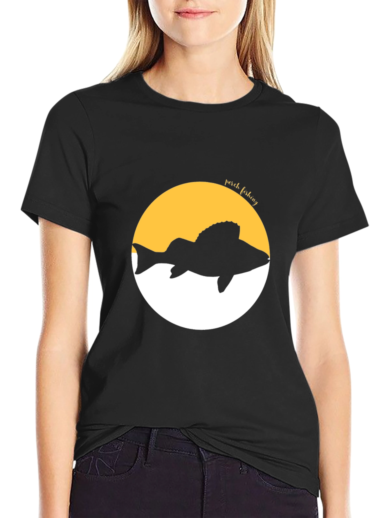 Perch Fishing Graphic Tee - Black