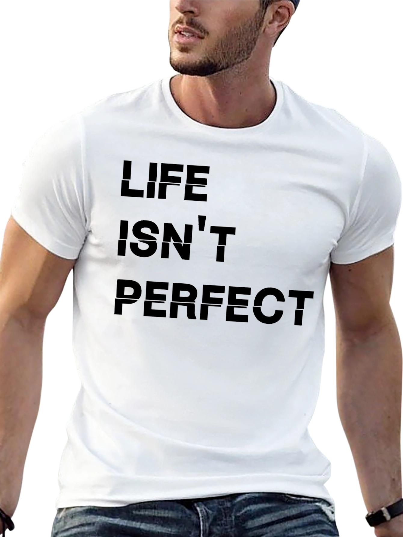 Life Isnt Perfect Graphic Tee - Black Cotton T-Shirt