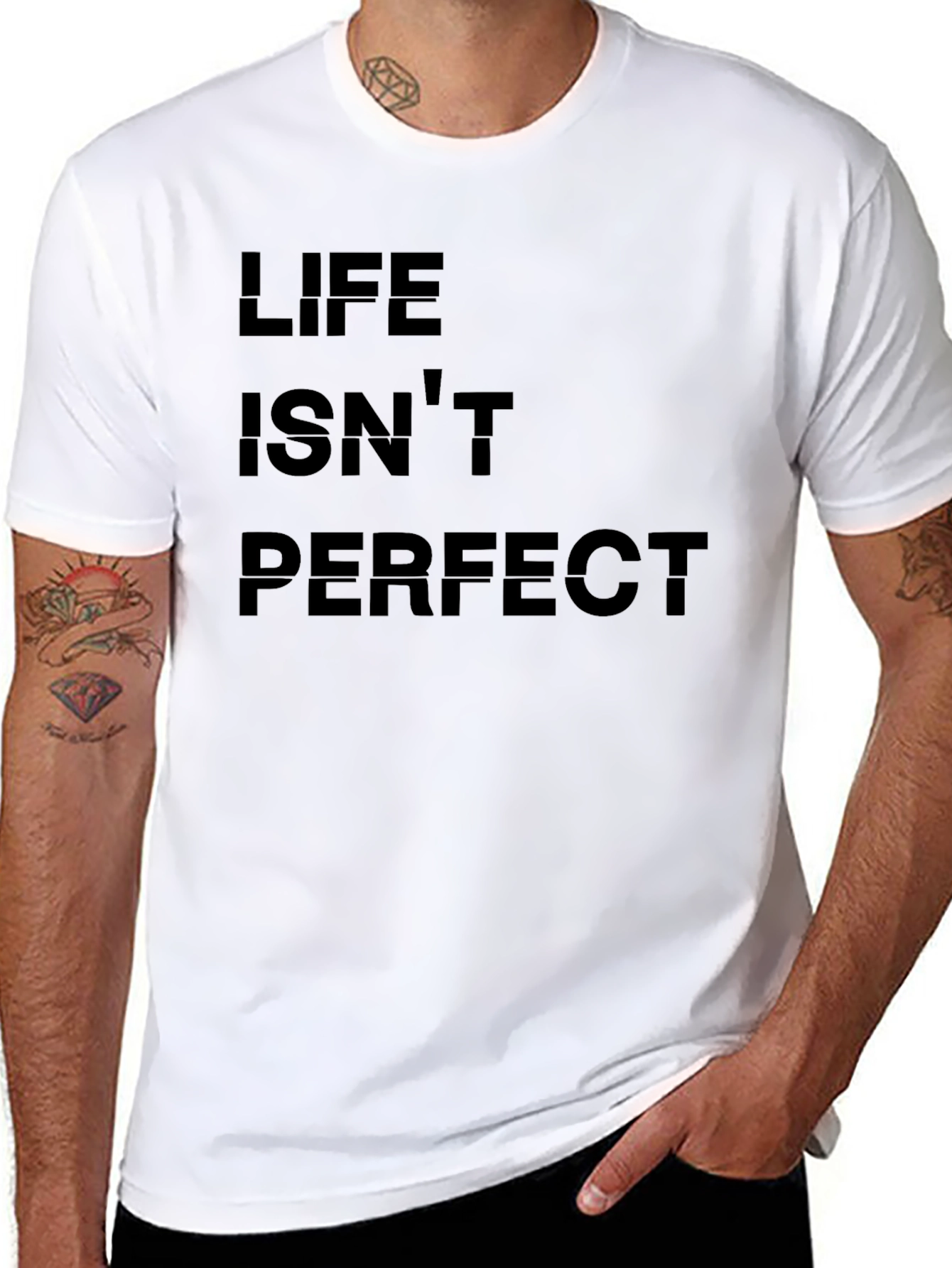 Life Isnt Perfect Graphic Tee - Black Cotton T-Shirt